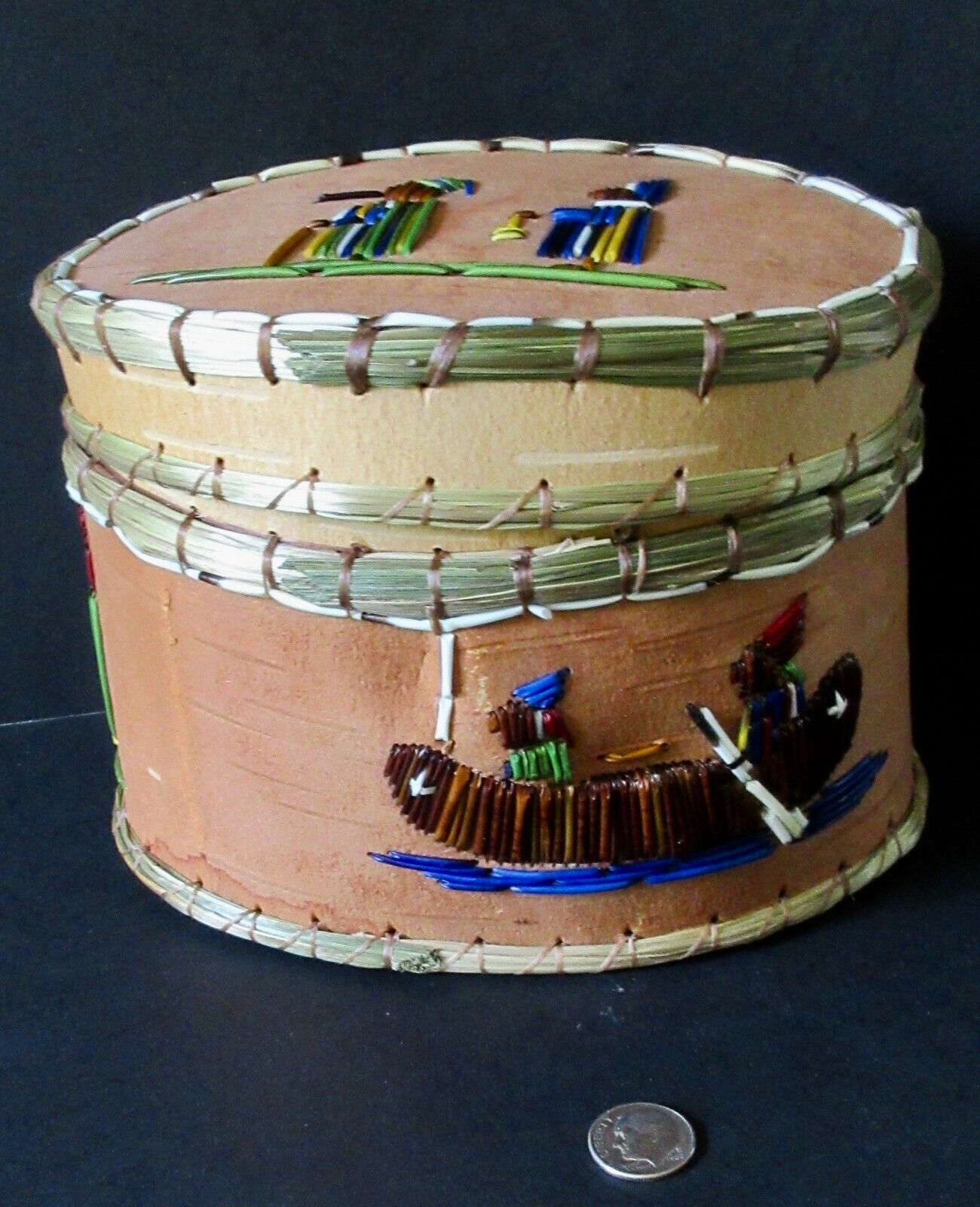Wabanaki People(6) & Canoe of Quillwork /BirchBark Box,by  Paul St. John, Mohawk