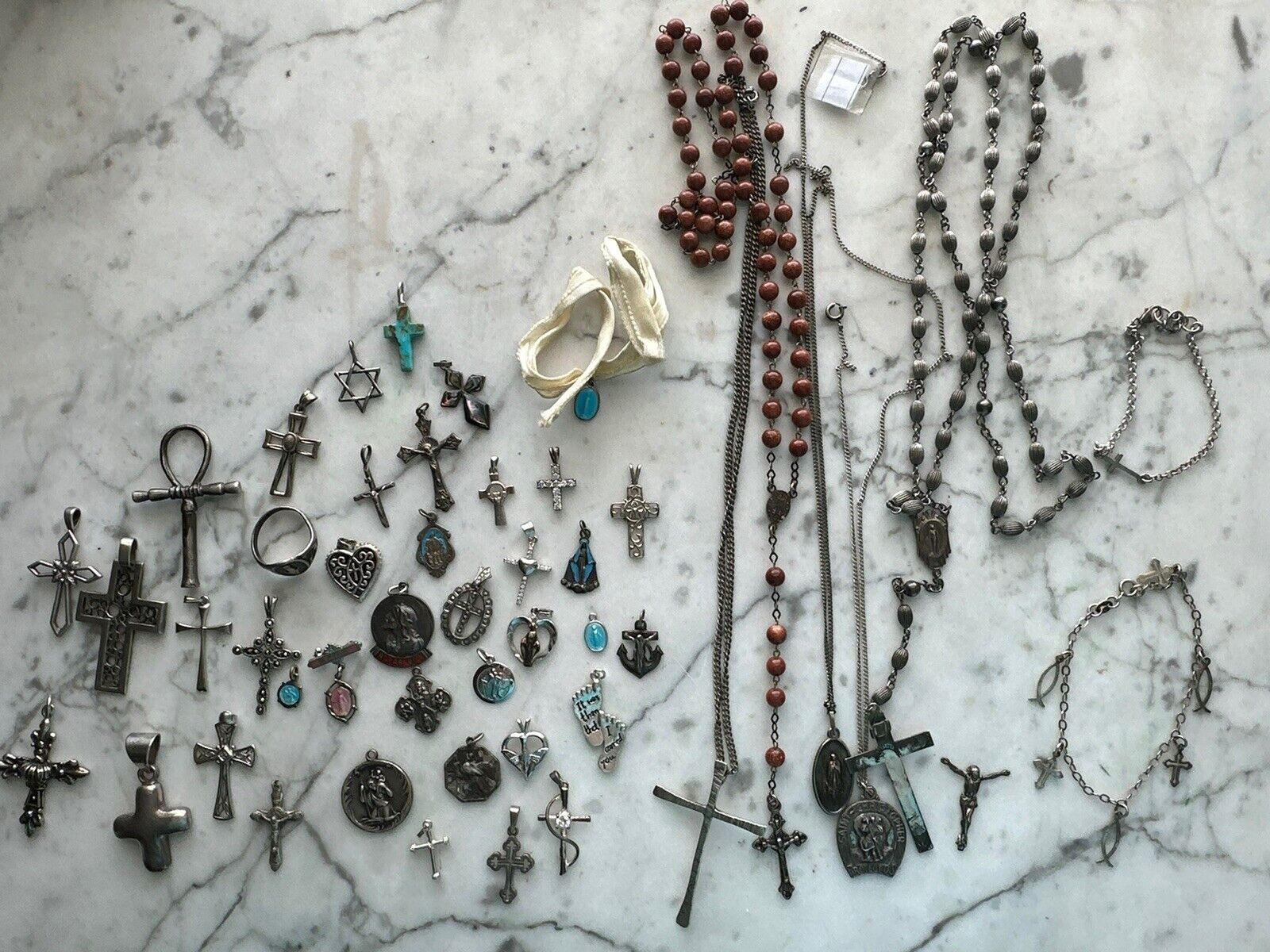 Lot Of Sterling Silver Religious Jewelry Items ￼