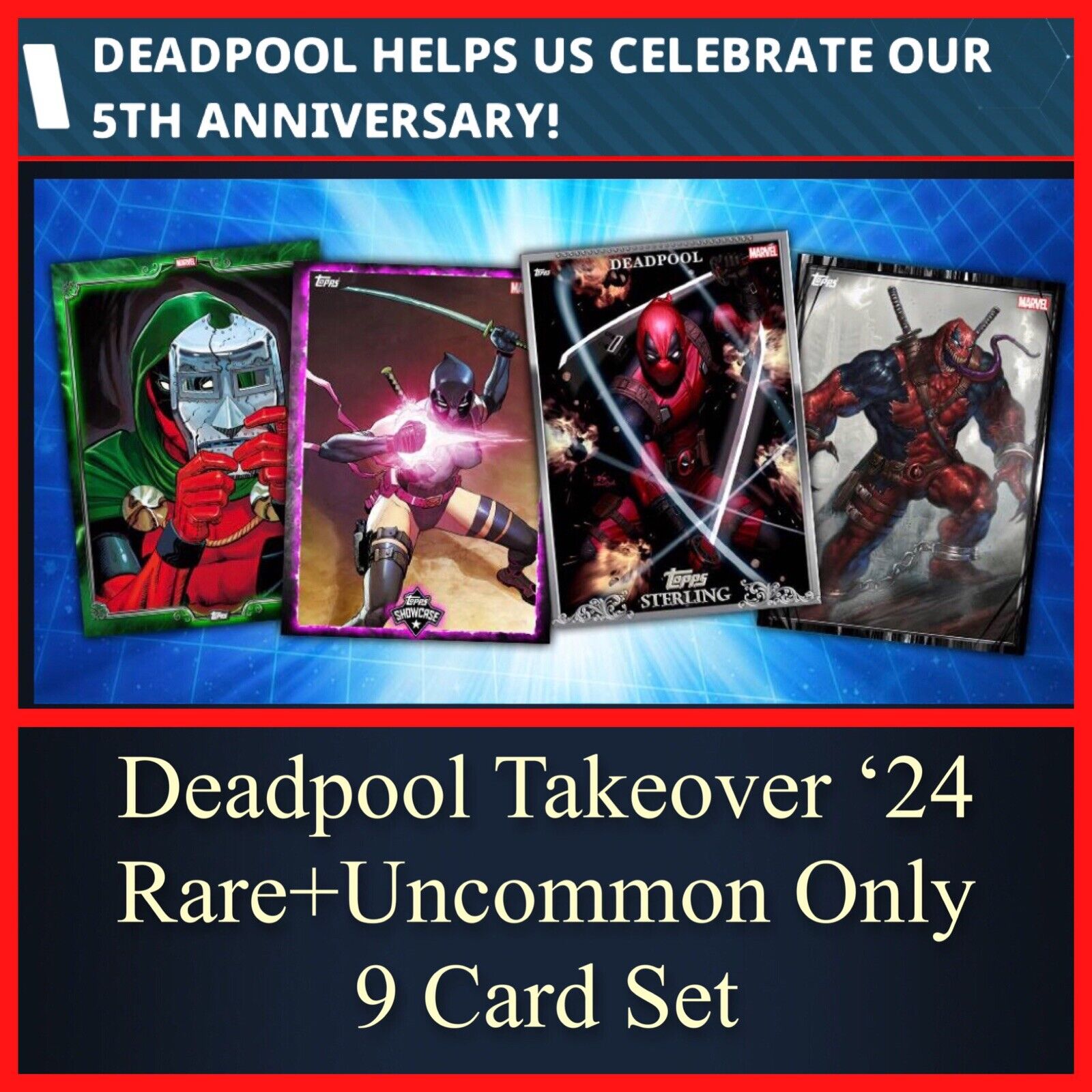 DEADPOOL TAKEOVER 24-RARE+UNCMN ONLY 9 CARD SET-TOPPS MARVEL COLLECT