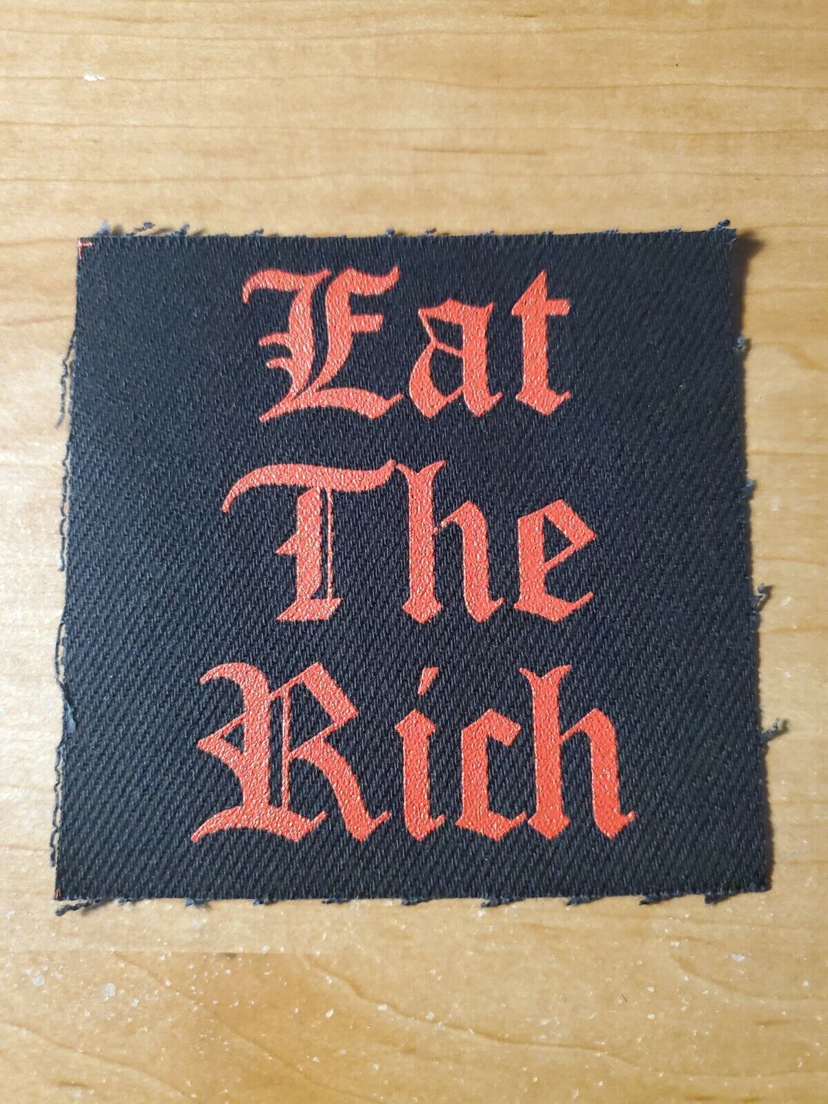 EAT THE RICH Anarchist Canvas CLOTH Jacket PATCH Sew-on/Pin-on Big Tech Punk