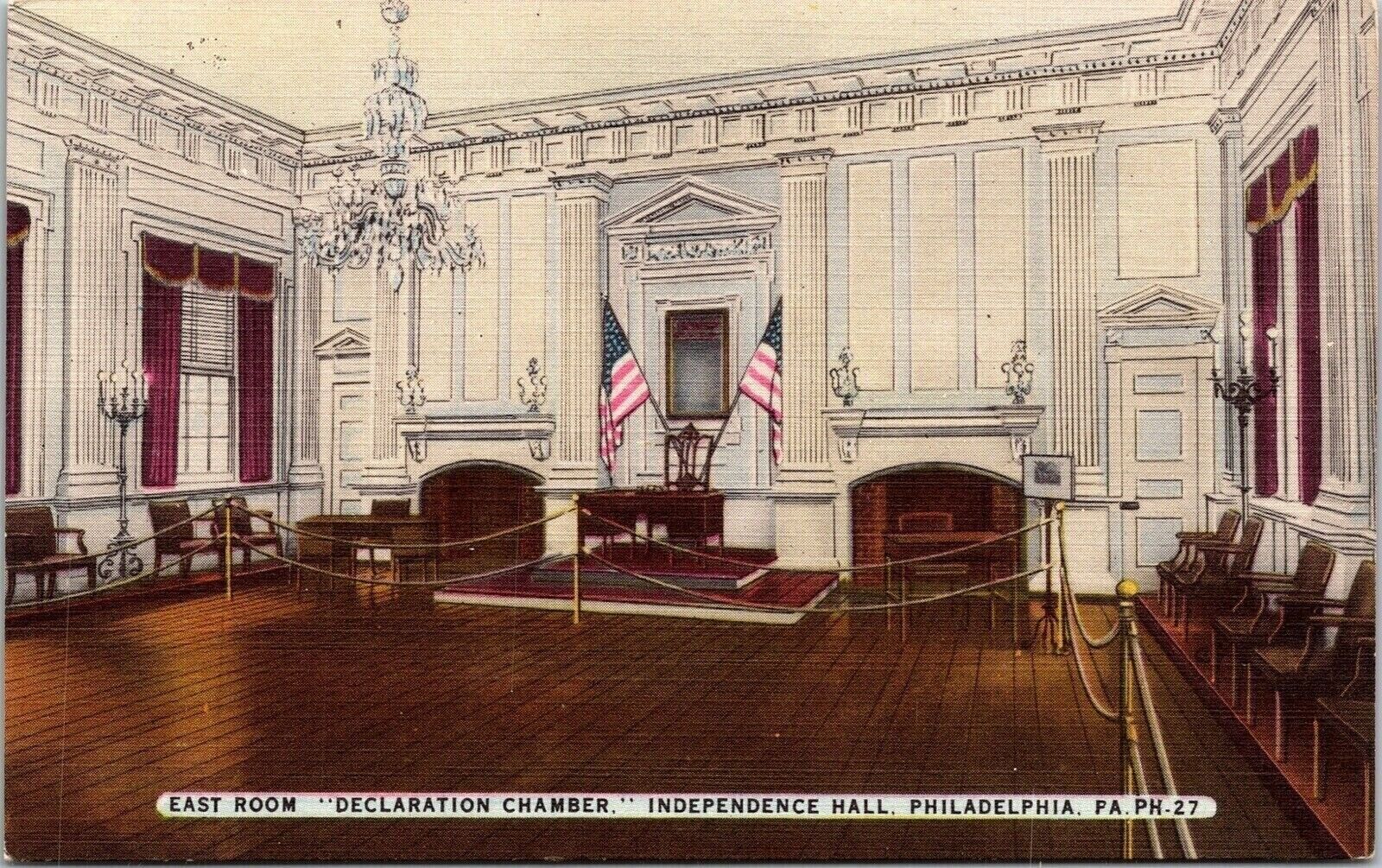 East Room Declaration Chamber Independence Hall Philadelphia PA Linen Postcard