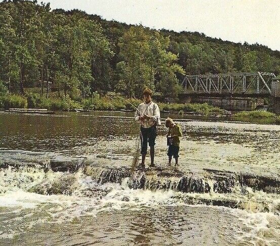 Vintage Harpersfield, OH Ashtabula Postcard Ohio Grand River Fishing Unposted
