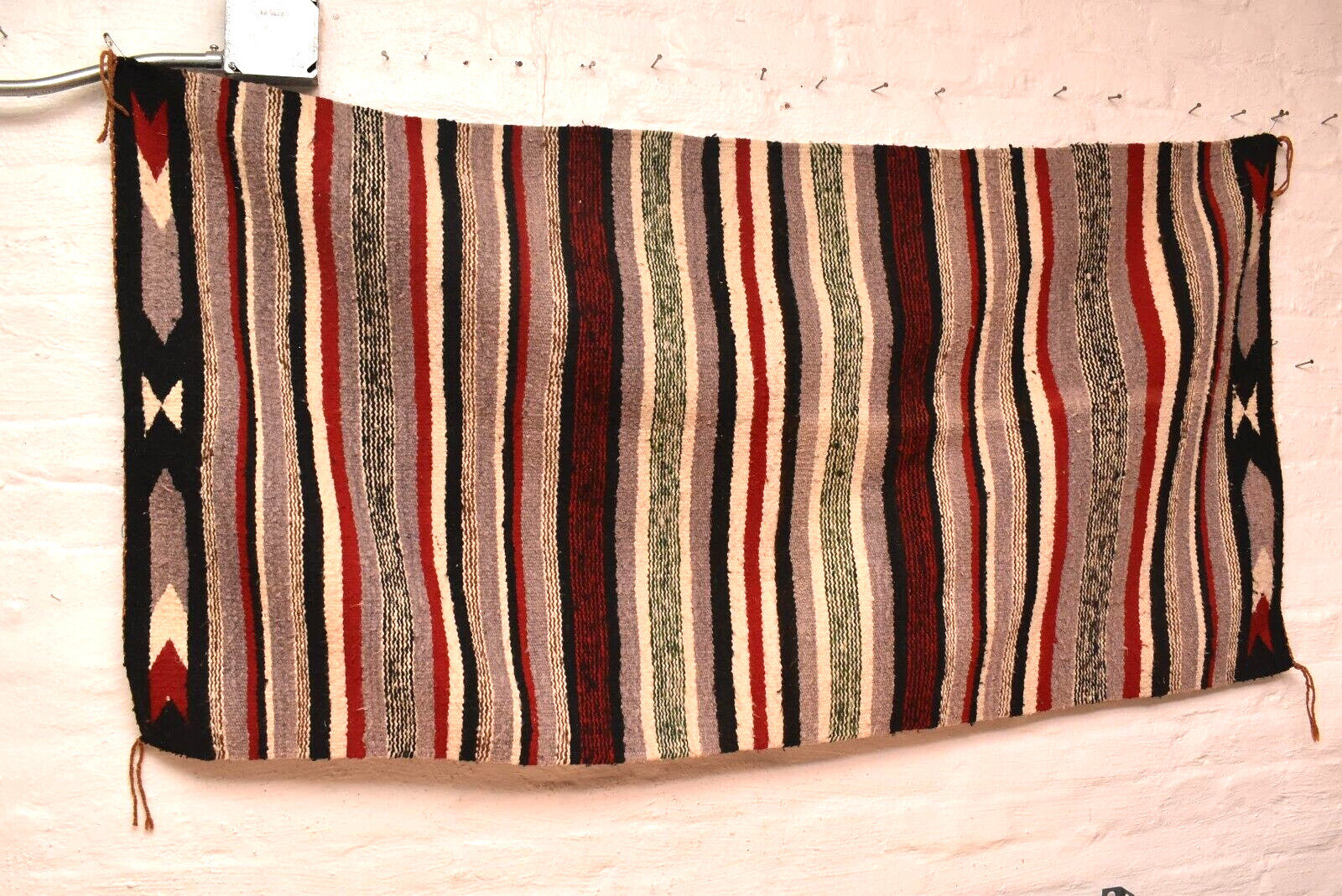 ATQ Navajo Rug Textile Native American Indian 61x31 Stripe DOUBLE Saddle Blanket