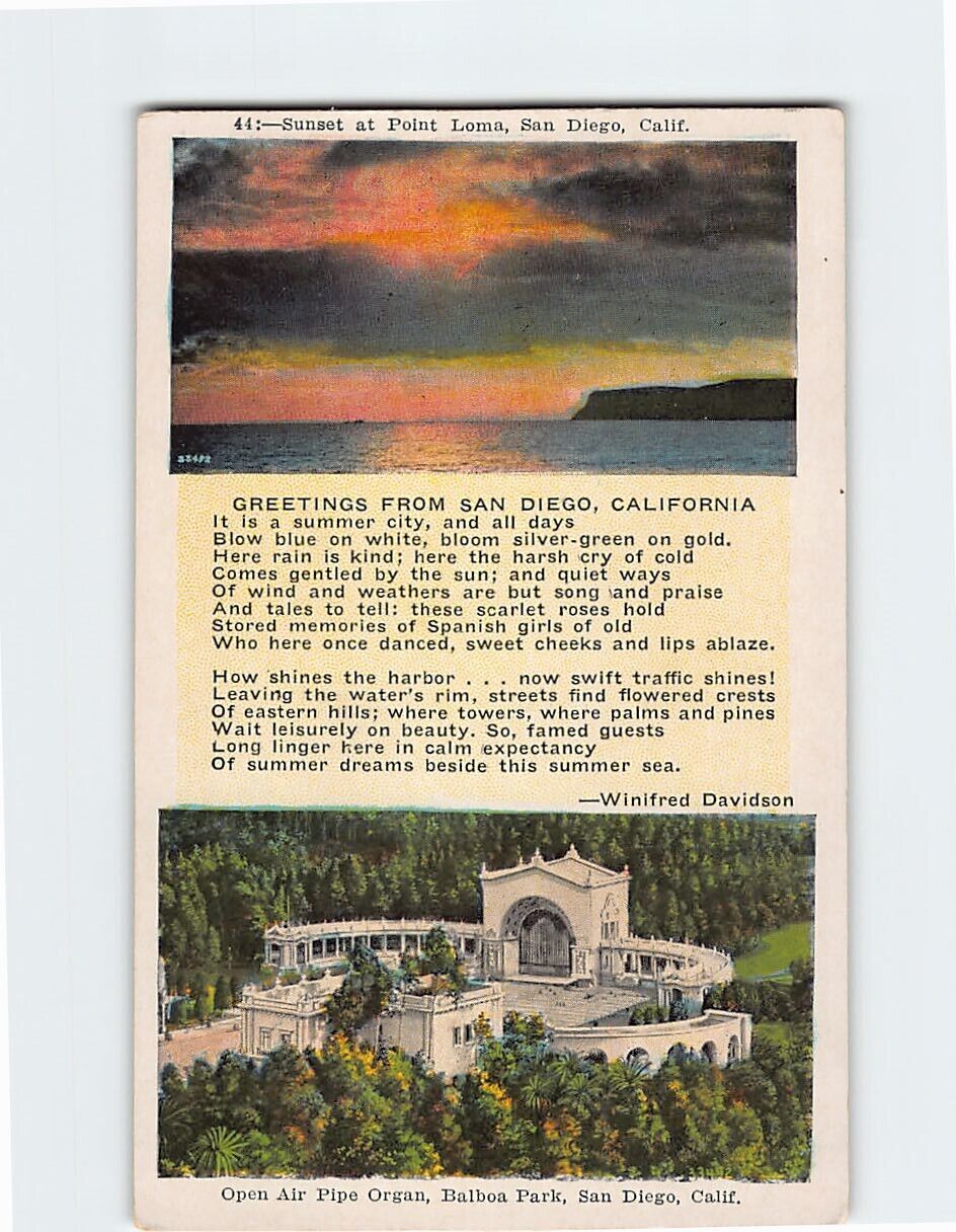 Postcard Sunset at Point Loma San Diego California USA