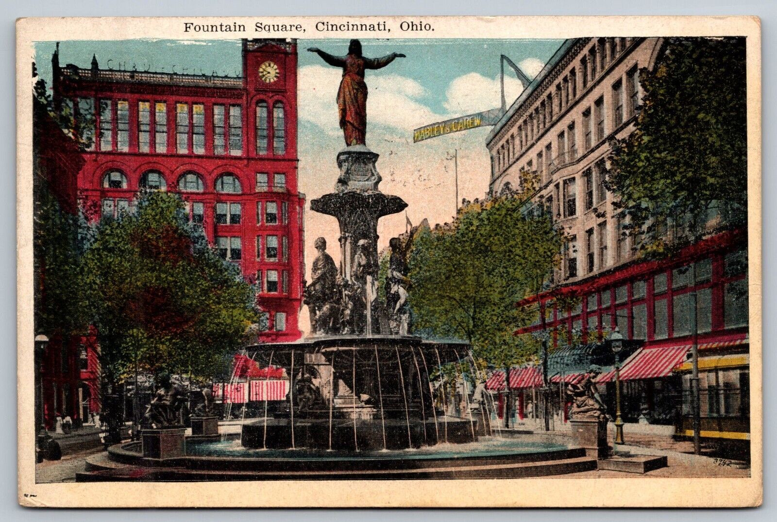 Cincinnati OH Ohio Fountain Square Scenic Vintage Postcard