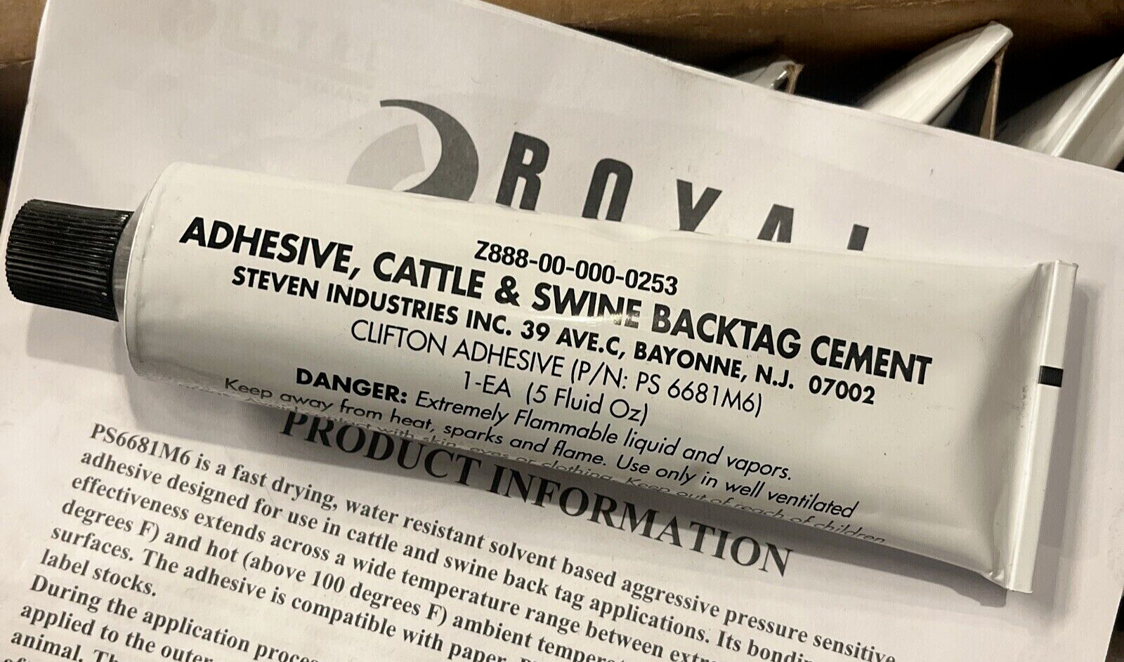 *2 Pack* ~ Royal Cattle Tag Cement Adhesive PS 6681M6, EXP. 04/ 2025