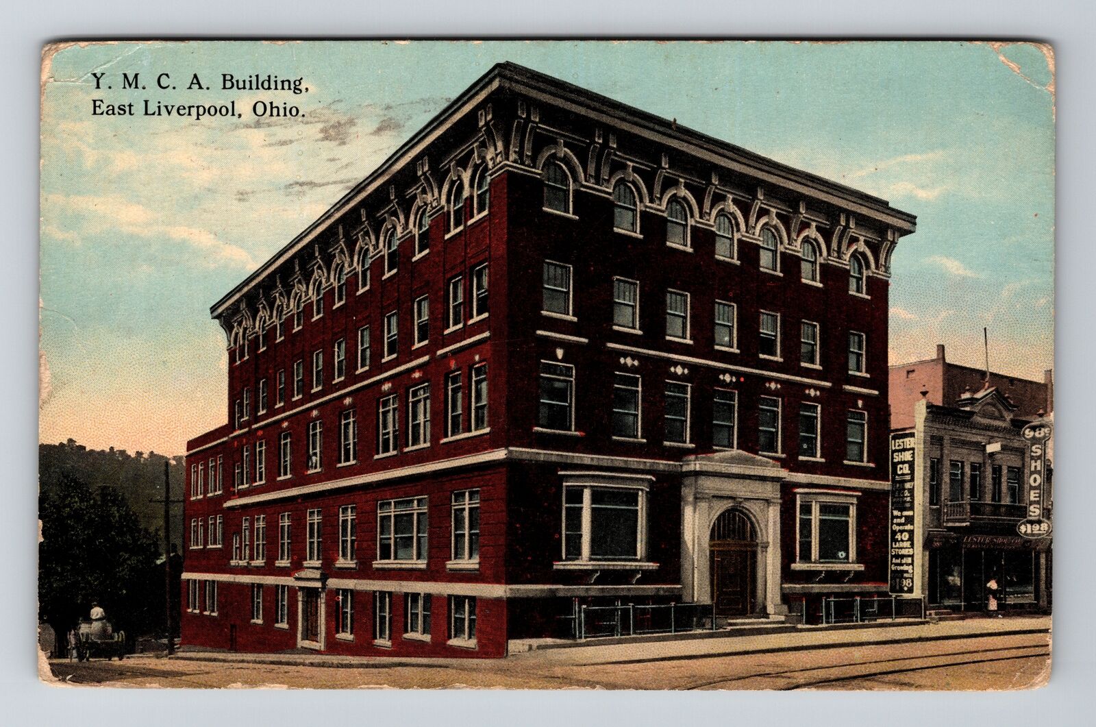 East Liverpool OH-Ohio, YMCA Building, Exterior, Carriage, Vintage Postcard