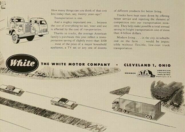Vintage Print Ad The White Motor Co. Truck Transportation 1956 Life Magazine Ad