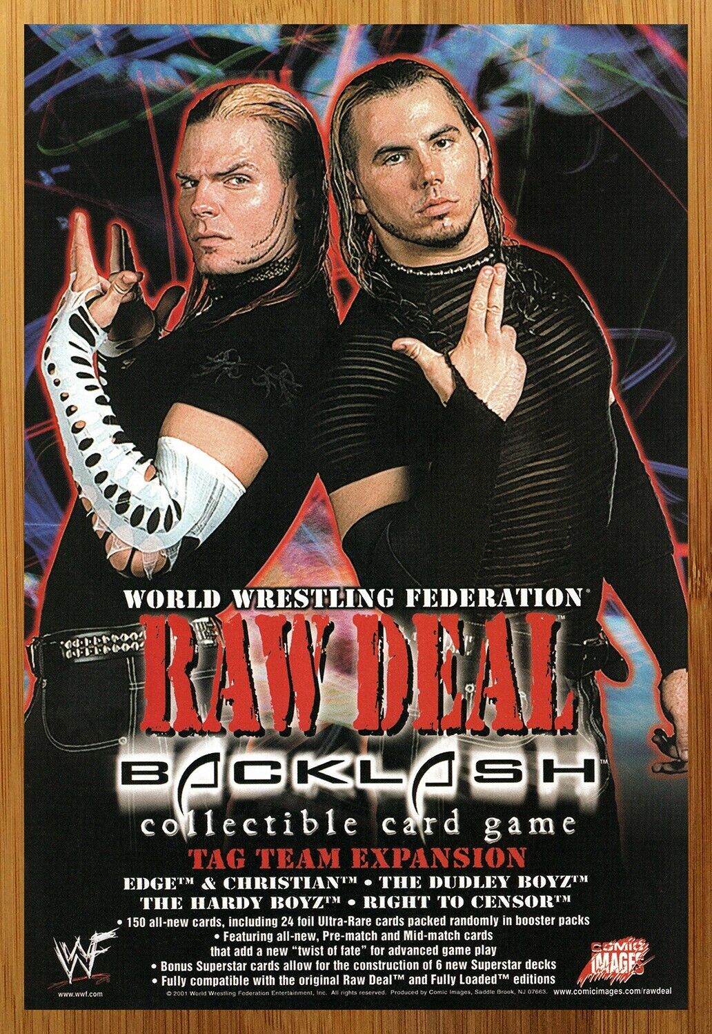 2001 WWF Raw Deal CCG Backlash Print Ad/Poster WWE Hardy Boyz TCG Card Game Art