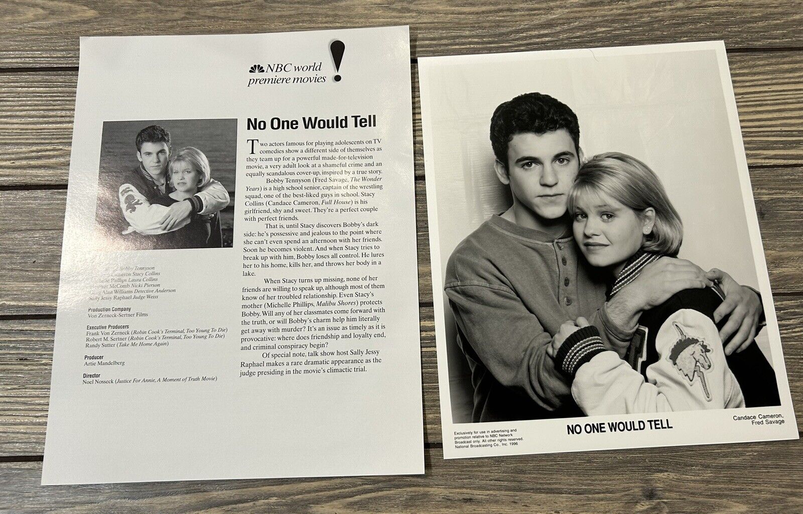 Vintage NBC World Premiere Movies No One Would Tell Fact Sheet Photo