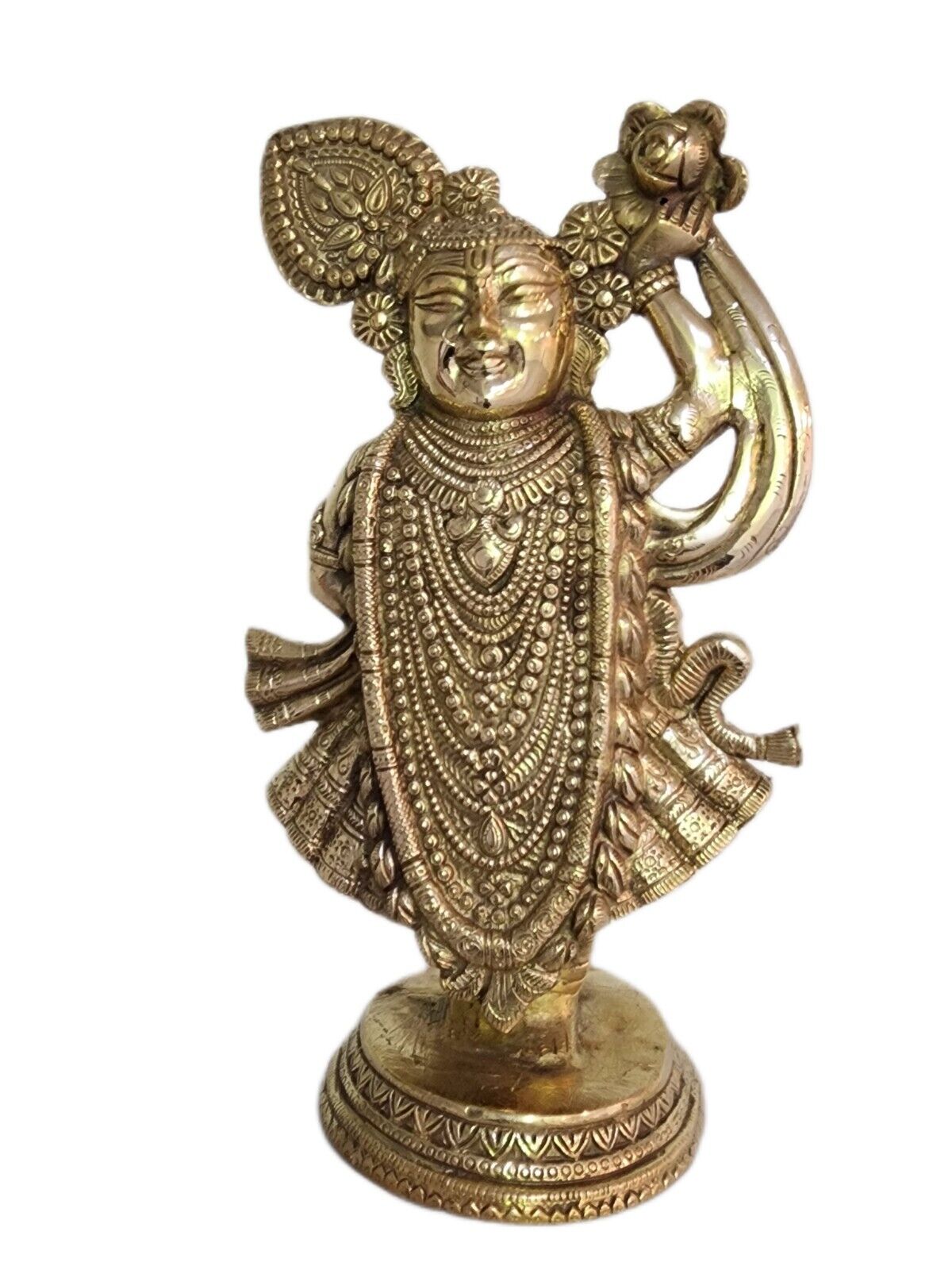 Brass 12 inches Lord Srinath ji  Statue Hindu God Usa Seller Fast Ship