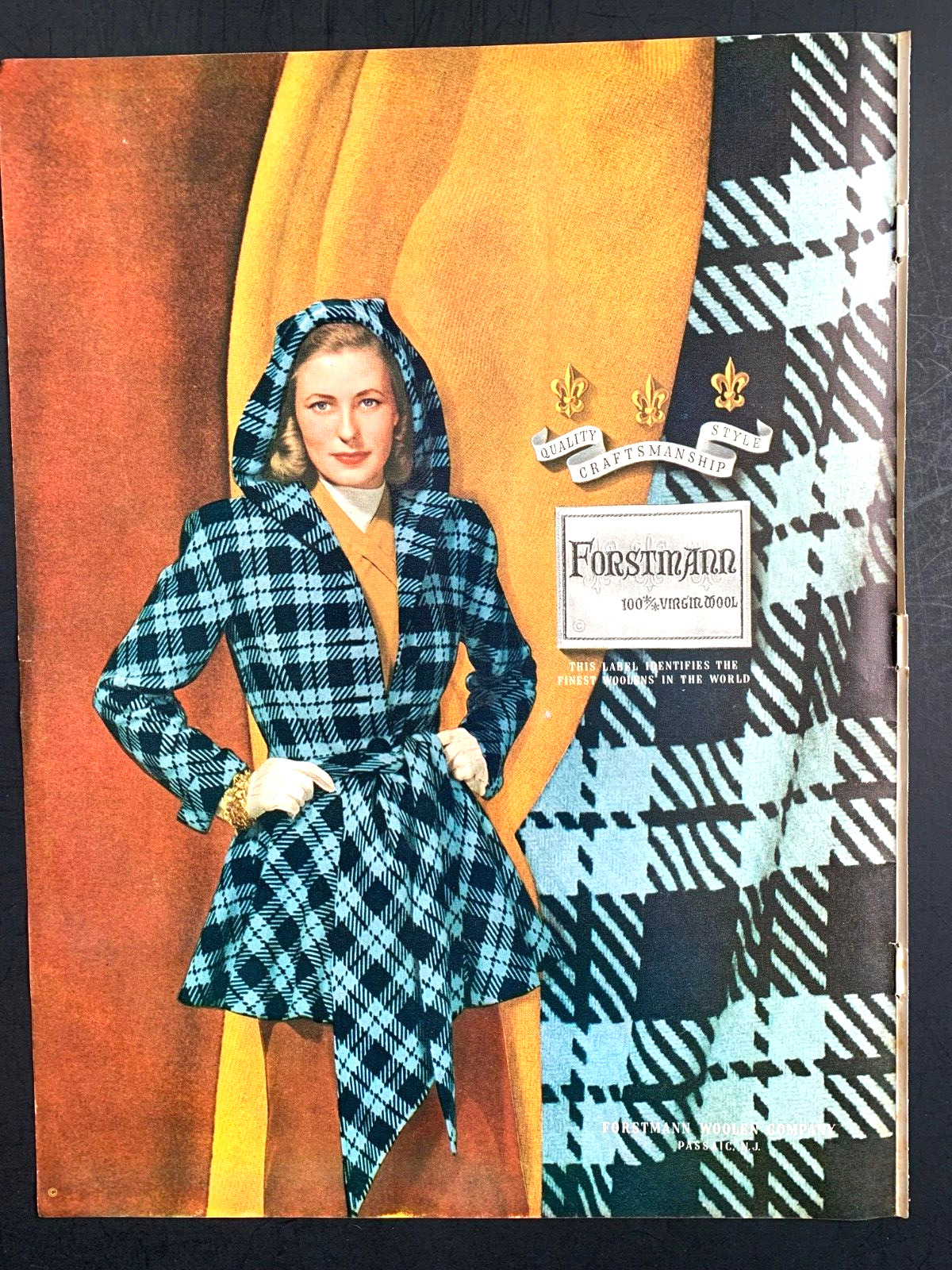 1946 Forstmann Woolen Company Print Ad Life Mag 13in x10 in Fashion