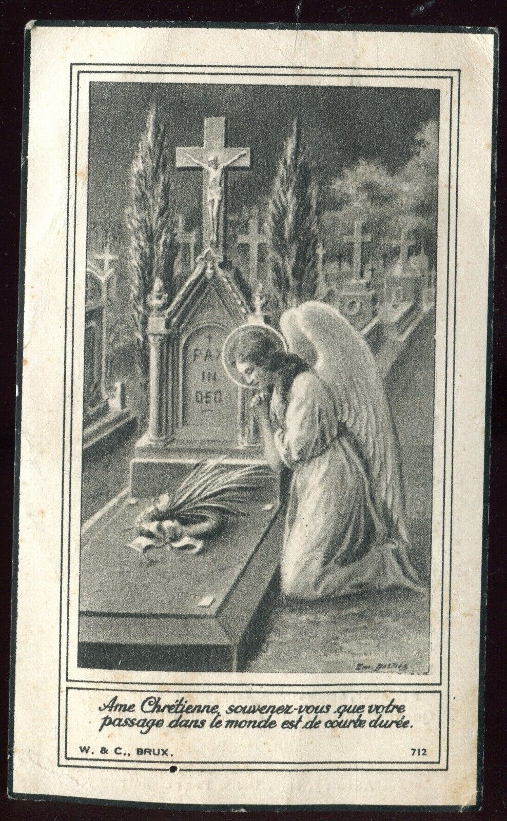  VINTAGE DEATH HOLY CARD WITH ANGEL DATED 1949