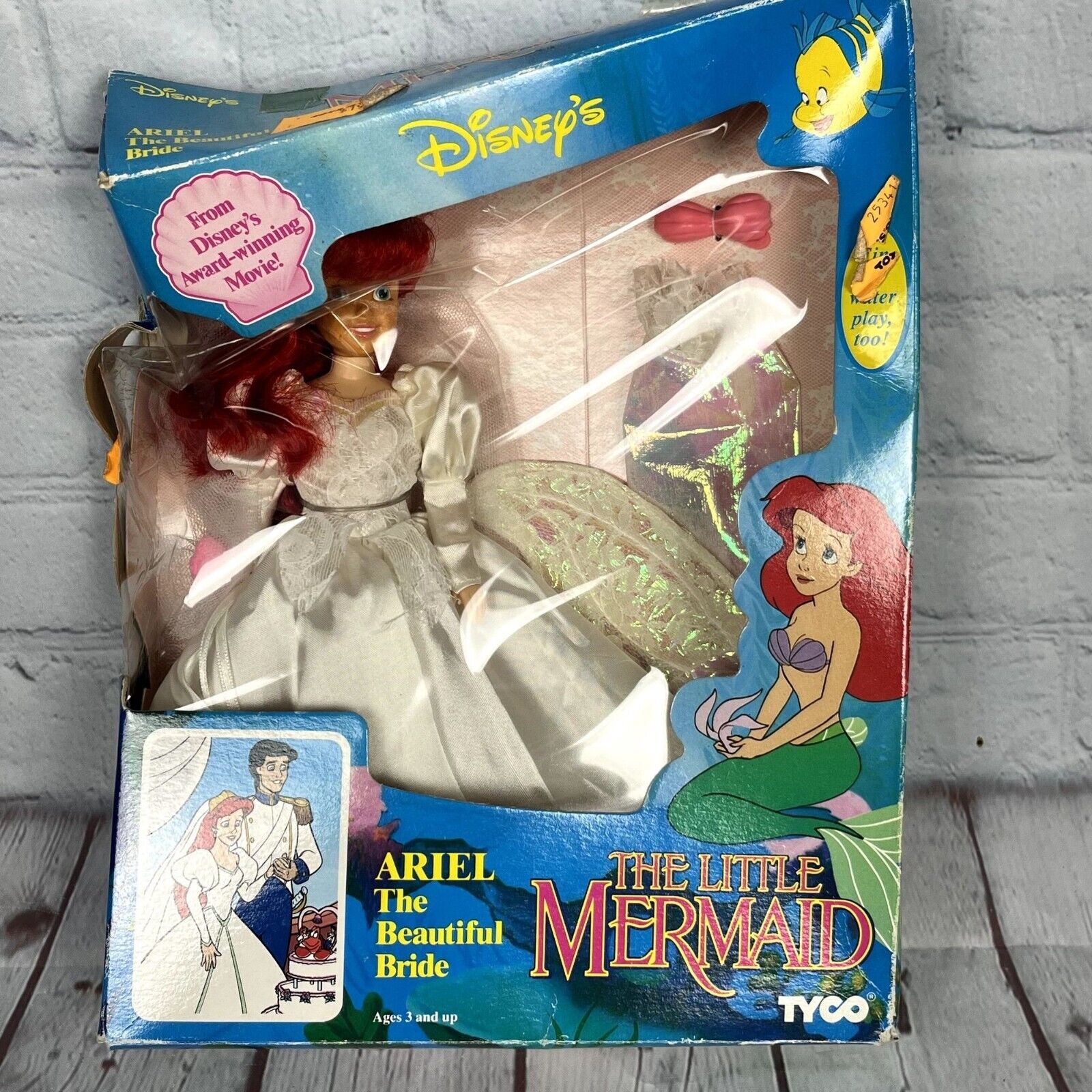 Vintage Little Mermaid Ariel The Beautiful Bride 9” 1991 Tyco Disney Box Damage