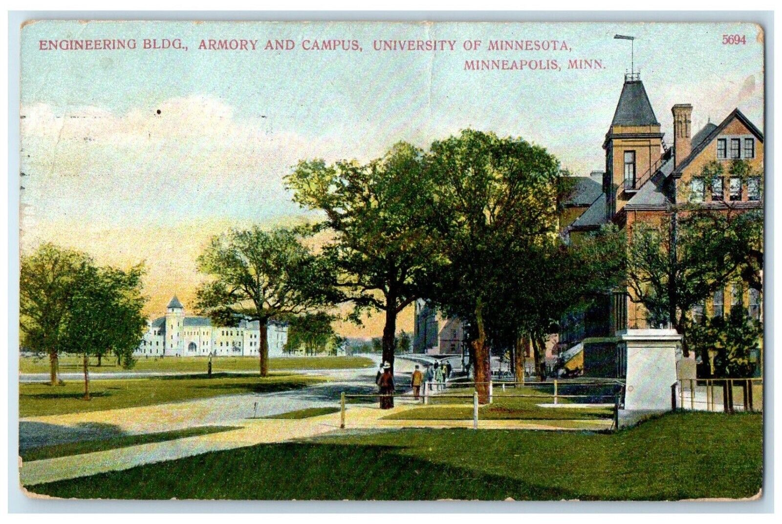 Engineering Bldg. Armory And Campus University Of Minnesota Minneapolis Postcard