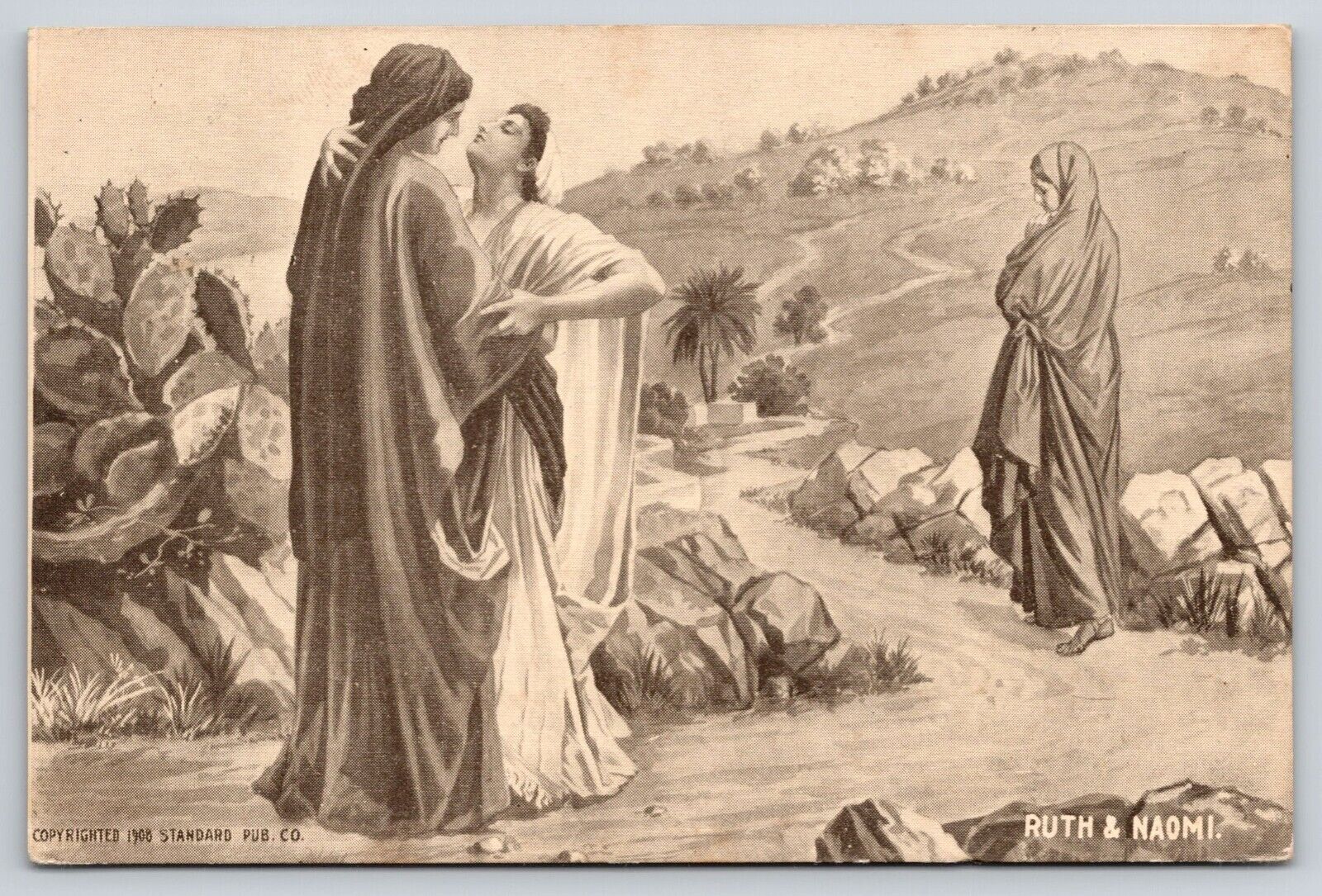 Ruth and Naomi with Boaz Biblical Figures Religious Art Postcard