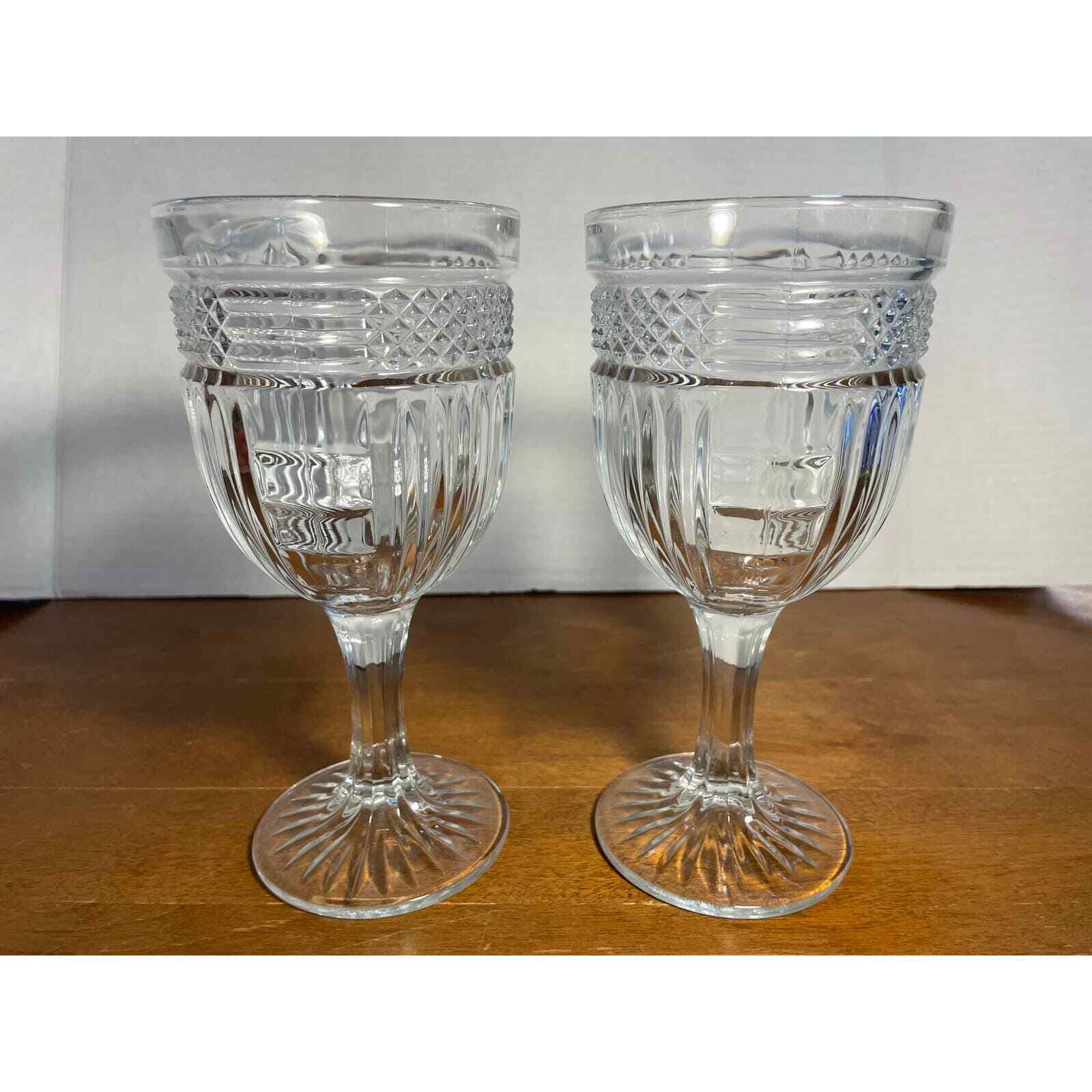 Vintage MCM Set of 2 Libbey Glass Radiant Water Goblet Wine Glass