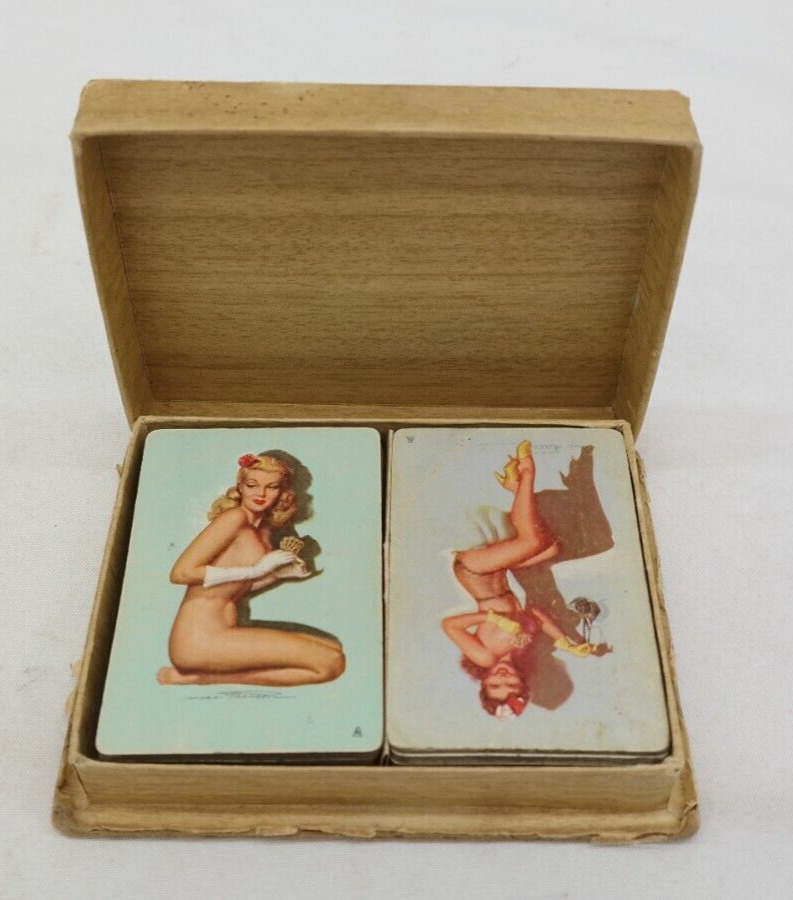 Vintage Quick on the Draw Pin Up Girls Playing Cards Advertisement 2 Decks    AE