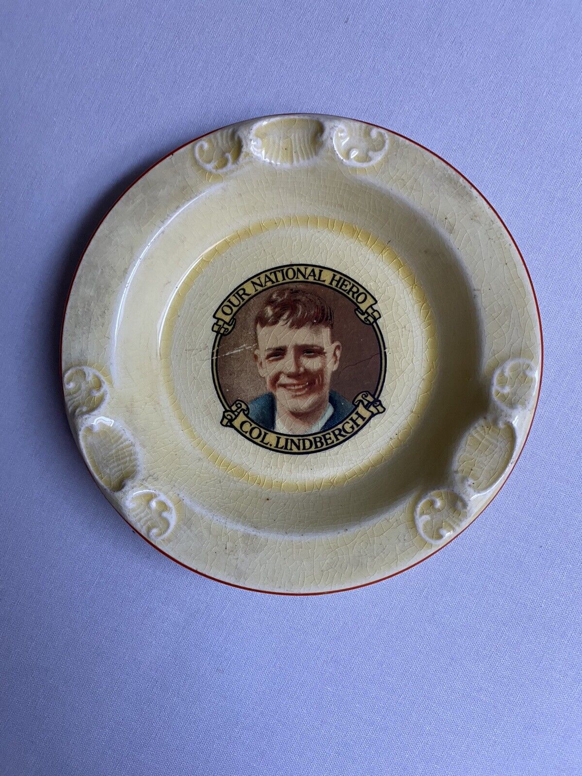 antique col. Lindbergh our national hero ashtray 