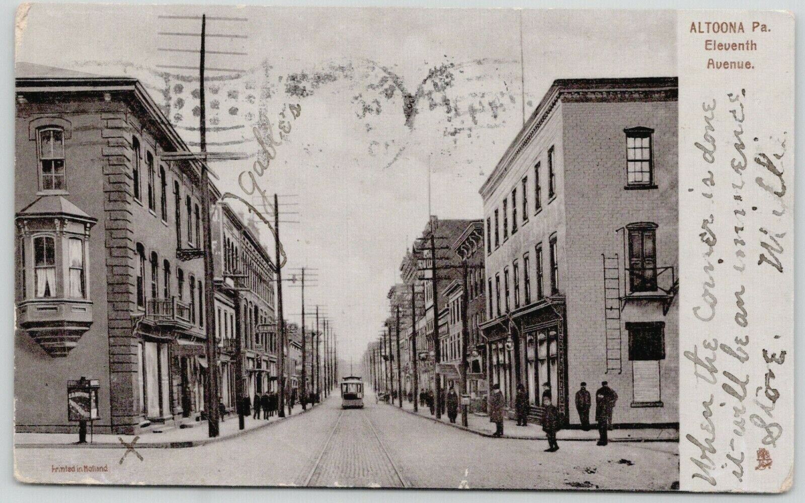 Postcard Altoona Pennsylvania RPPC Real Photo Eleventh Ave Trolley View 1907