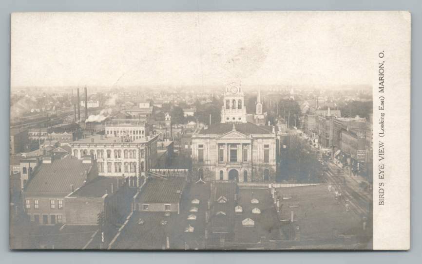 Bird\'s Eye View MARION Ohio RPPC Antique Photo UDB Postcard~County Court 1908