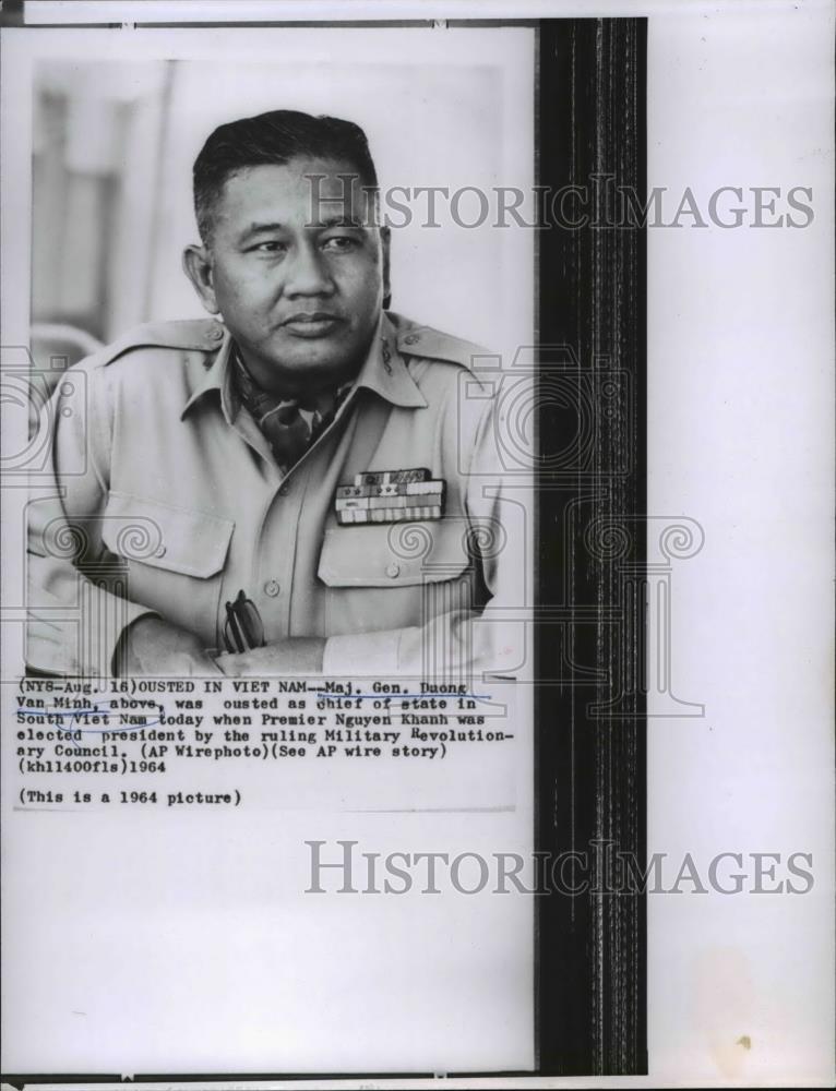1964 Wire Photo Maj. Gen. Doung Van Minh, ousted in Vietnam - spw01092