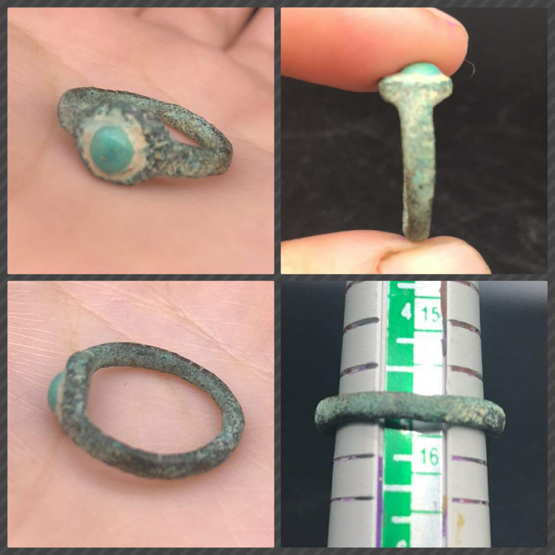 ISLAMIC Period ANCINET OLD BRONZE TORQUISE DIGGING UNIQUE RING