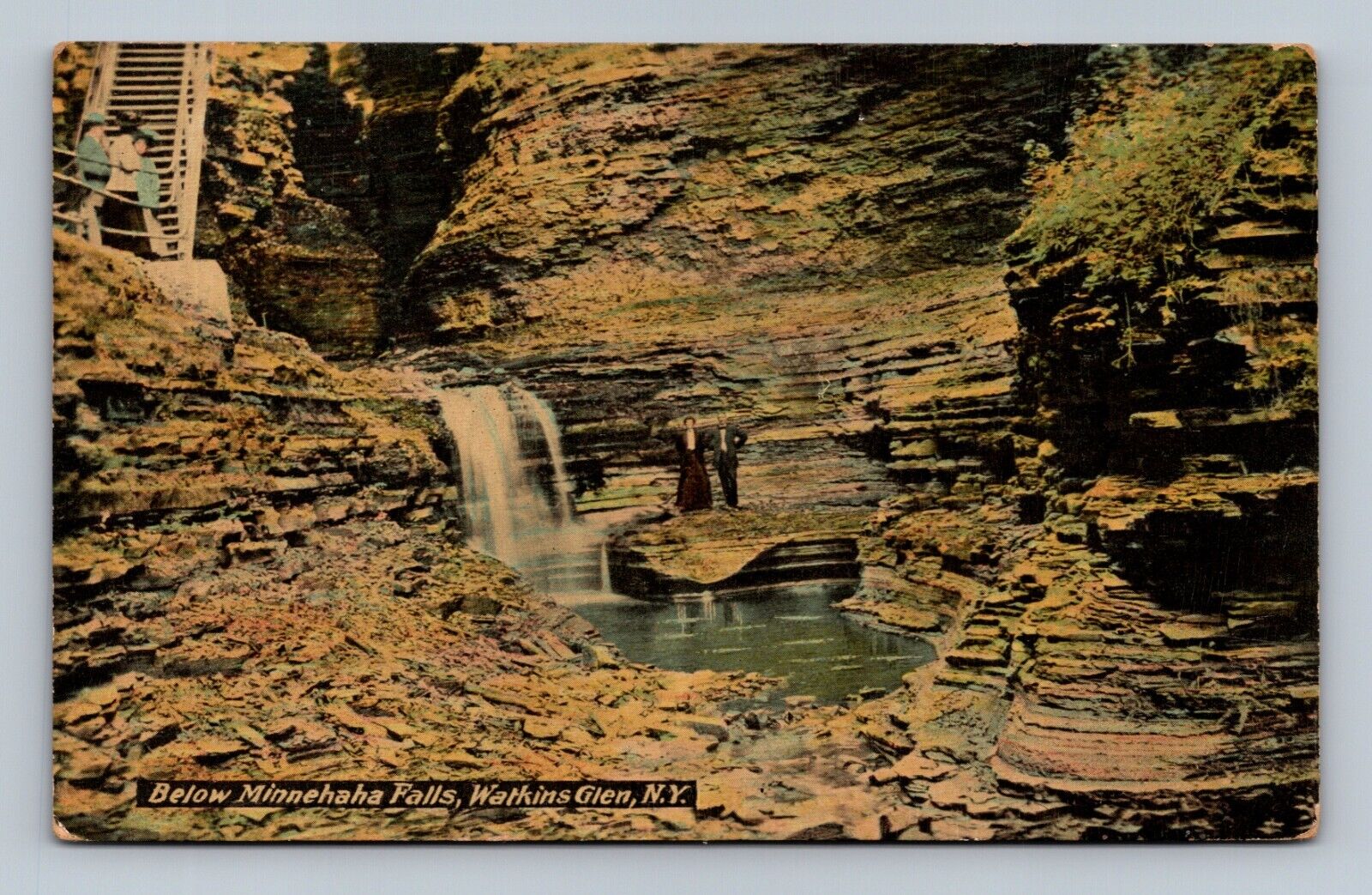 NY New York Watkins Glen New York Postcard Below Minnehaha Falls