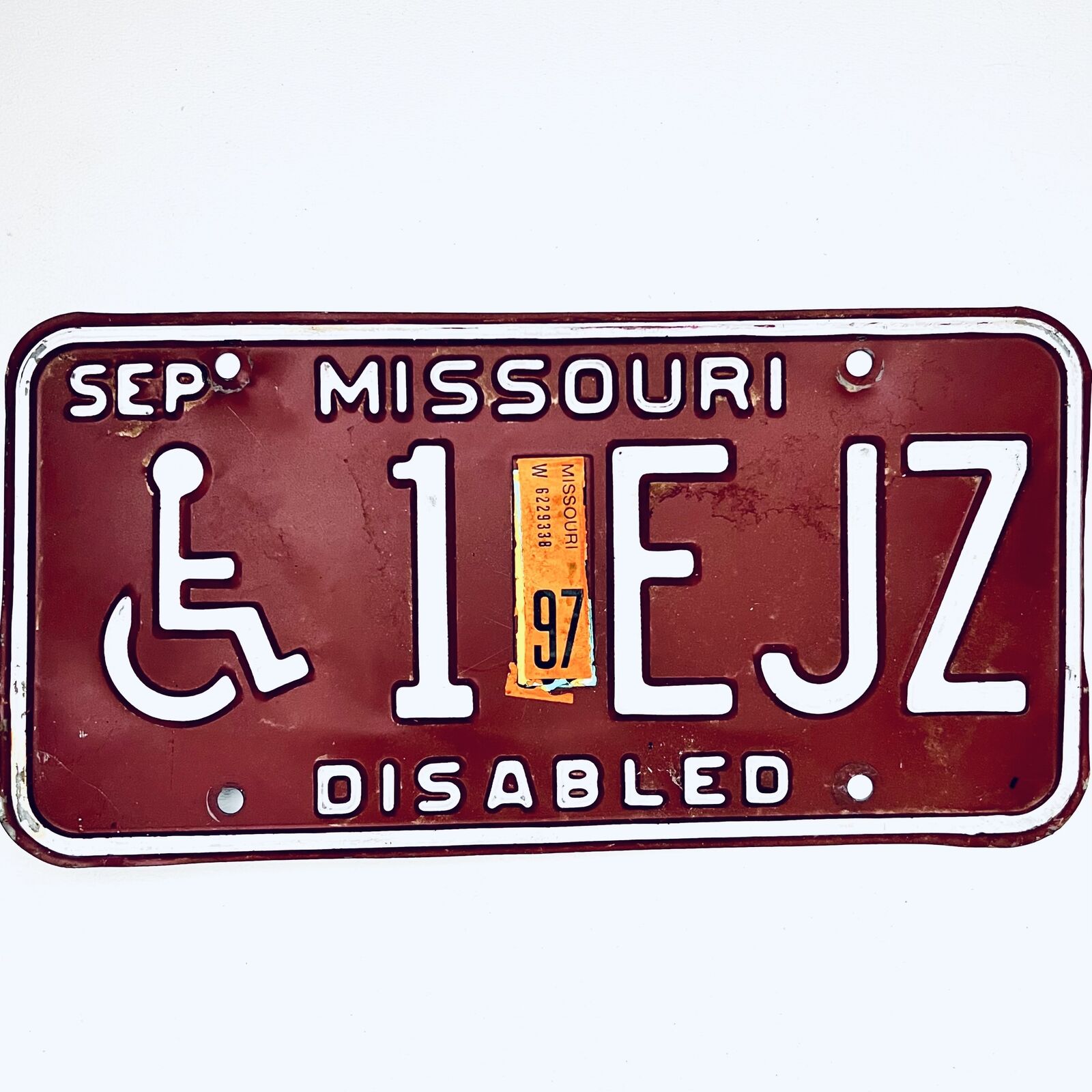 1997 United States Missouri Base Disabled License Plate 1 EJZ