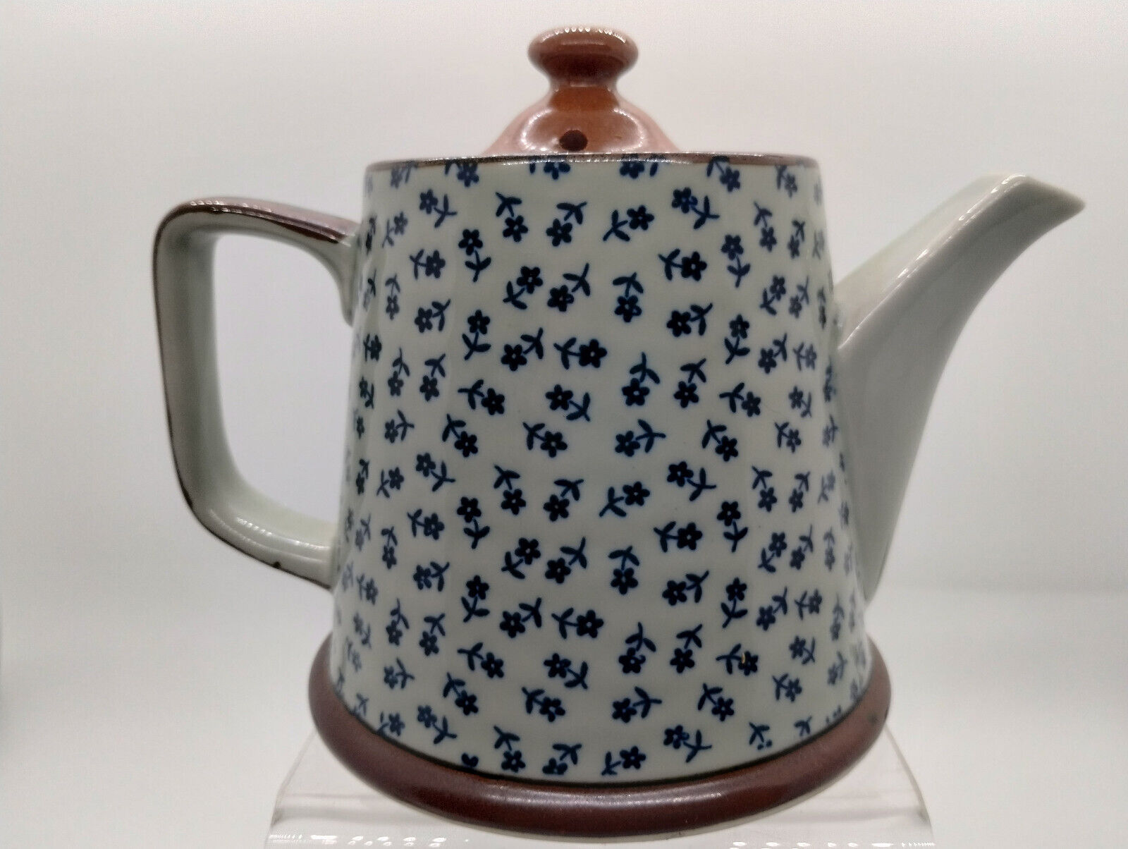 Vintage 60s Arita Yaki Japan Blue Cherry Blossom Pattern Teapot