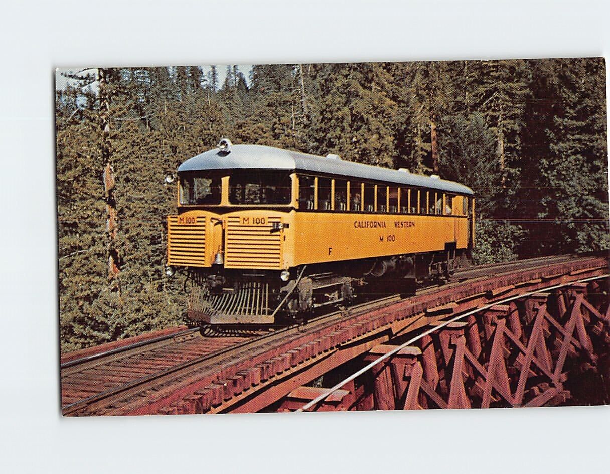 Postcard The famous Skunk Train crossing High Bridge Fort Bragg California USA
