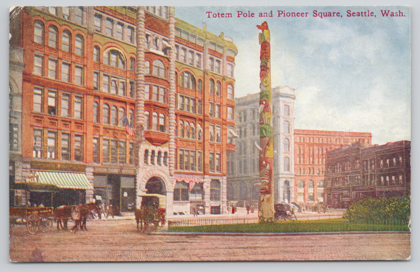 Seattle Washington Totem Pole and Pioneer Square Divided Back Postcard