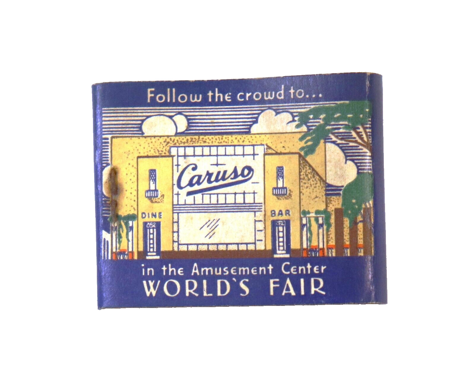 Vintage 1939 World's Fair Caruso Restaurants Full Matchbook Unstruck