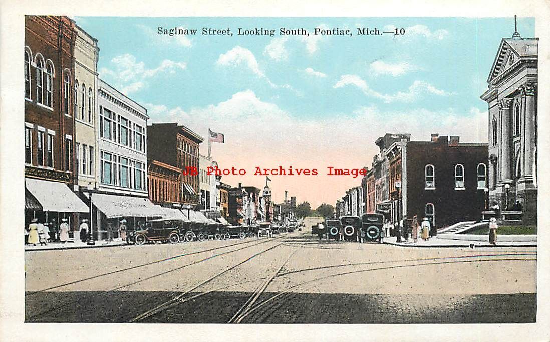 MI, Pontiac, Michigan, Saginaw Street, Looking South, 1921 PM,  Kropp No 18000