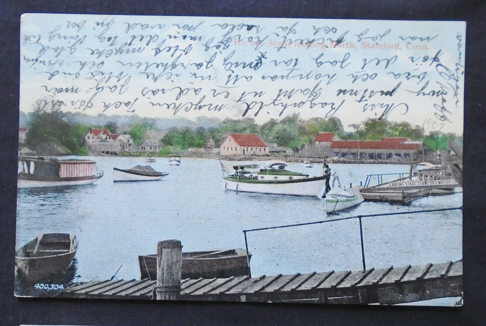 Stamford, CT, Harbor Scene Looking North, postmarked 1907