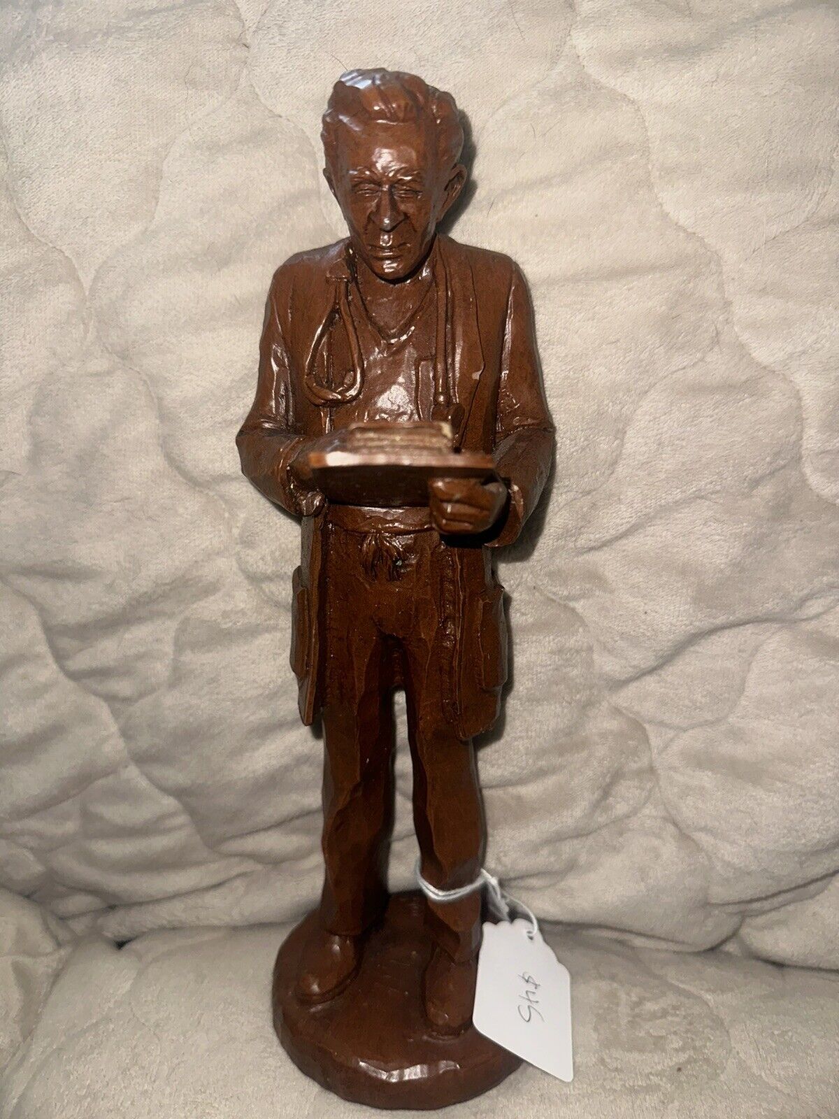 Wetherbee Red Mill Mfg. Handcrafted Doctor Statue Pecan Shell Resin MCM EUC