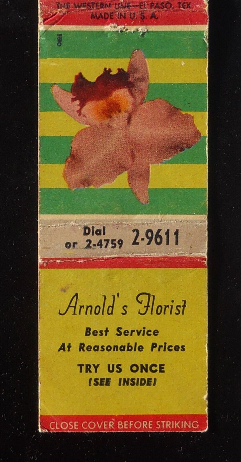 1940s BULLDOZED? Arnold\'s Florist Dial 2-9611 101 E. Main St. El Paso TX MB