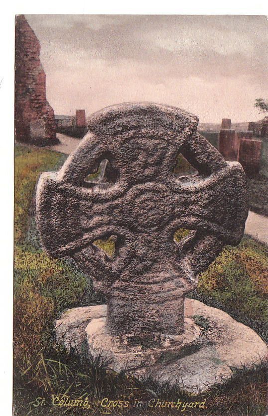 Postcard St Columb Cross in Churchyard UK