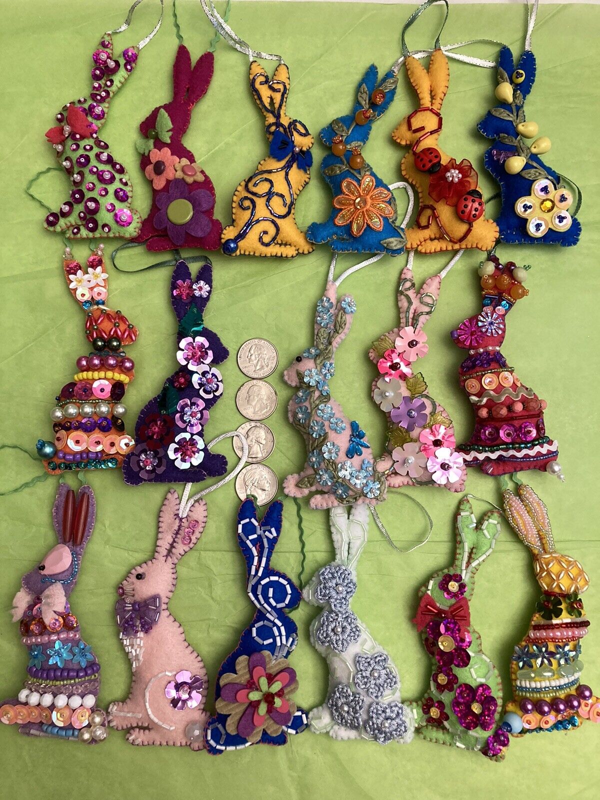 Hand beaded Easter Bunny Ornaments