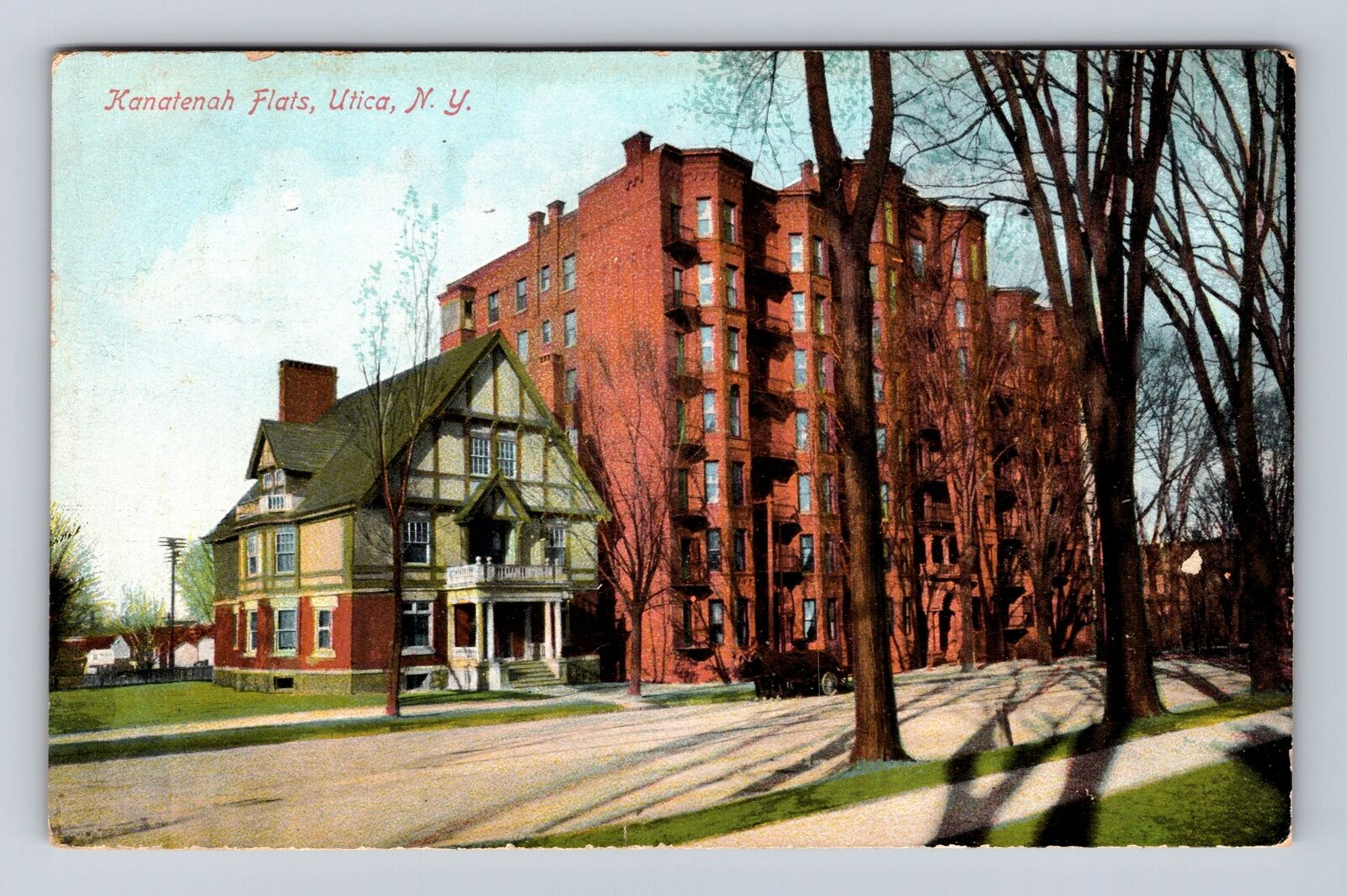 Utica NY-New York, Kanatenah Flats, Antique Vintage c1911 Souvenir Postcard