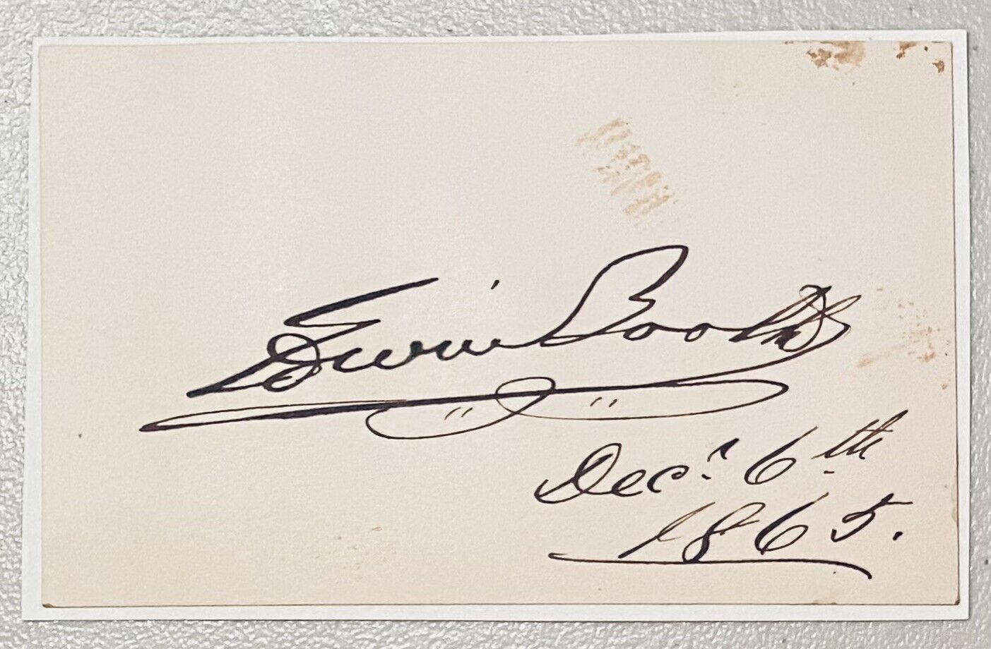 Edwin Booth Signed Autographed 2.5 x 4 Cut JSA LOA John Wilkes Brother Lincoln