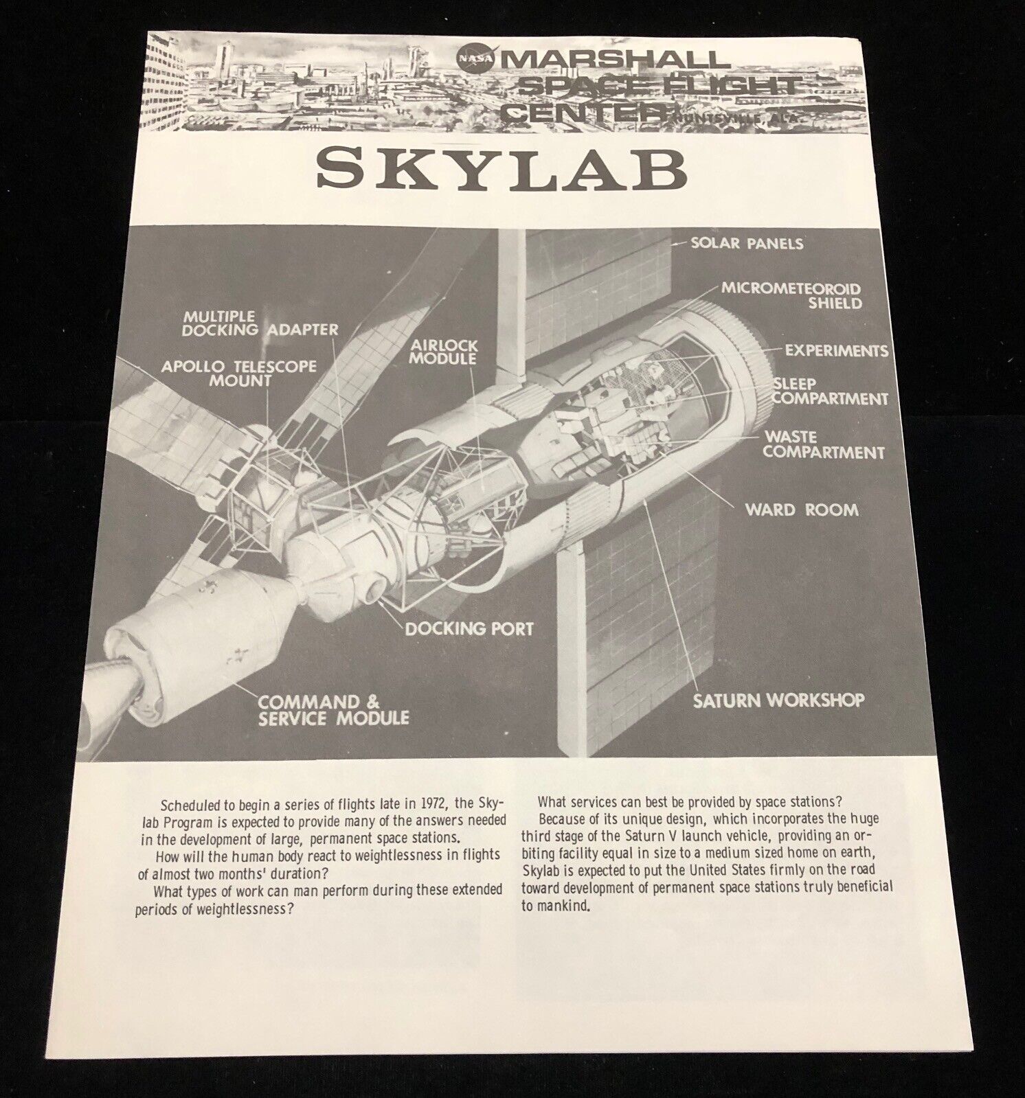 PROJECT SKYLAB MARSHALL SPACE FLIGHT CENTER FACT SHEET