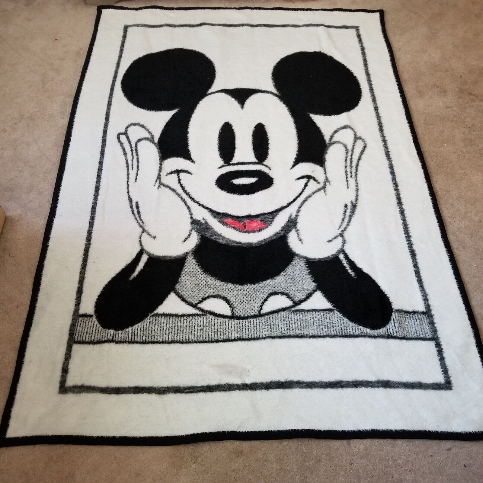 Vintage Disney Mickey Mouse Blanket Throw Reversible 60x78