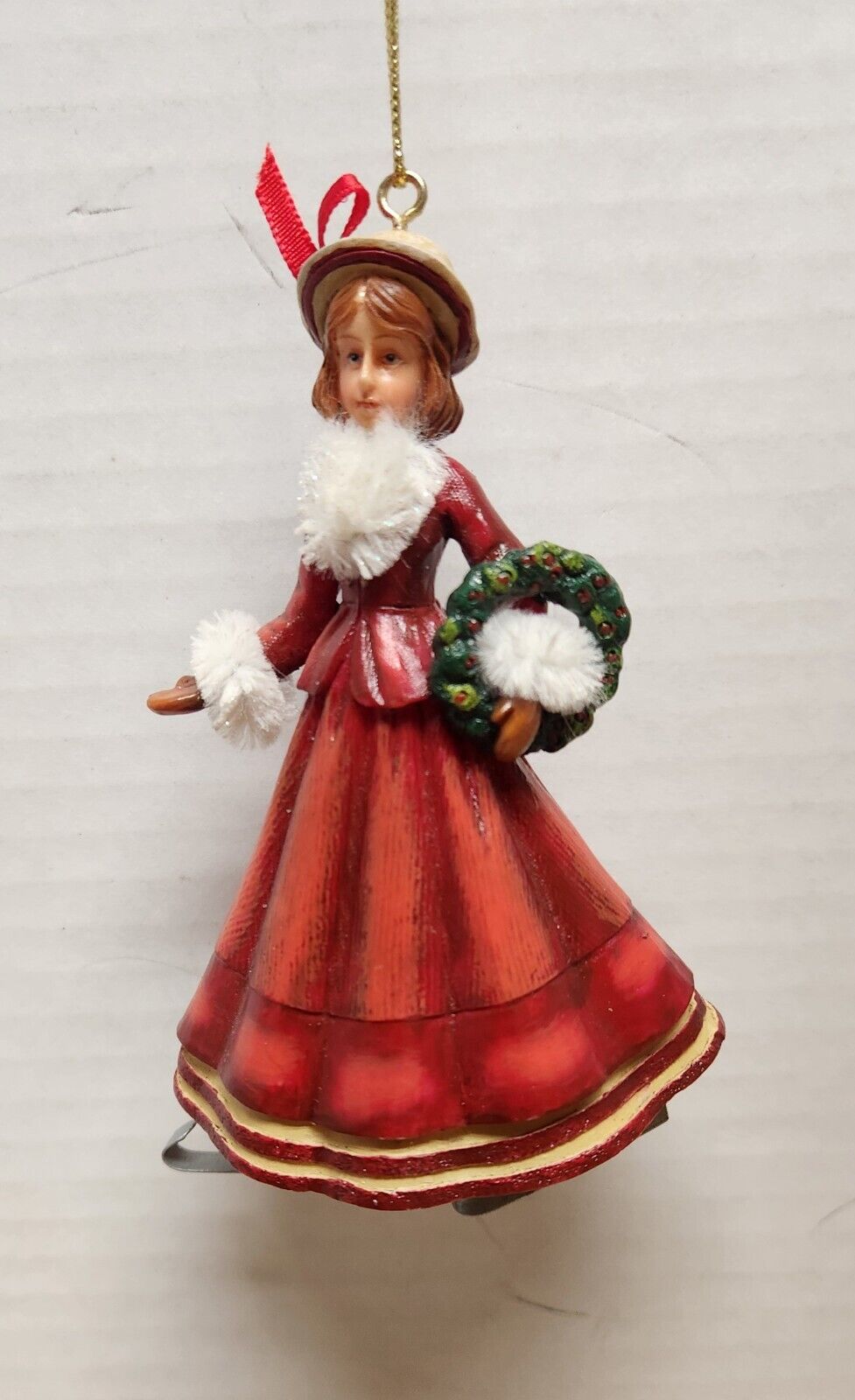 Victorian Lady Figure Skater Christmas Hanging Ornament