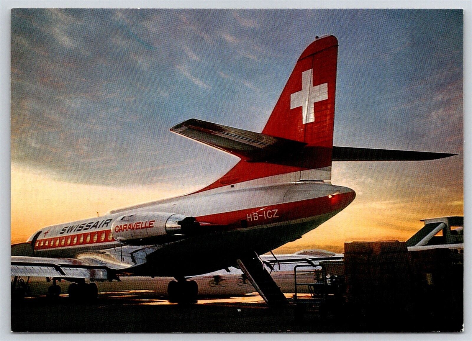 Airplane Postcard SwissAir Airways Airlines Caravelle HB-ICZ Zurich Airport GG12