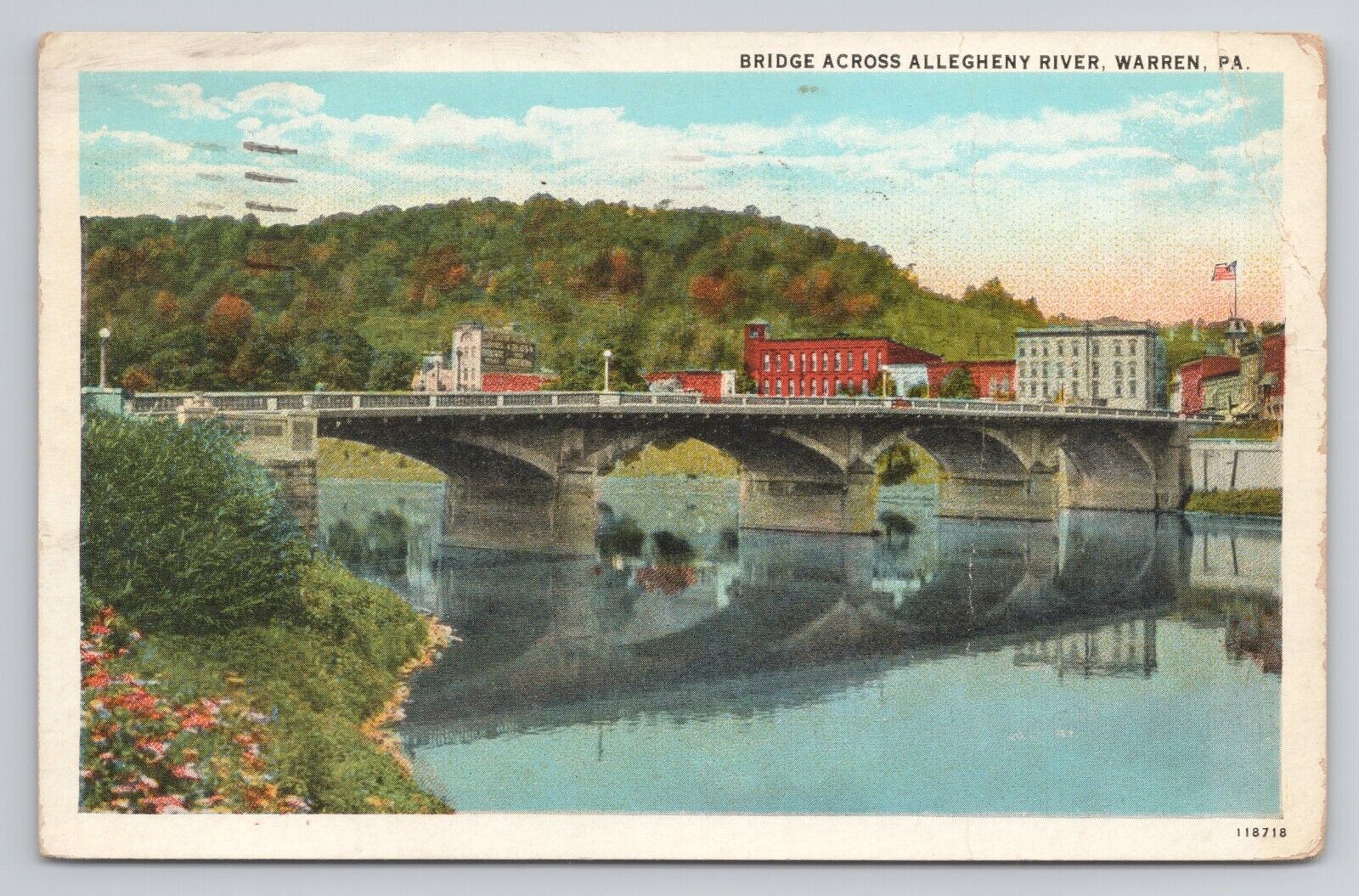 Postcard Bridge Across Allegheny River Warren Pennsylvania 1936