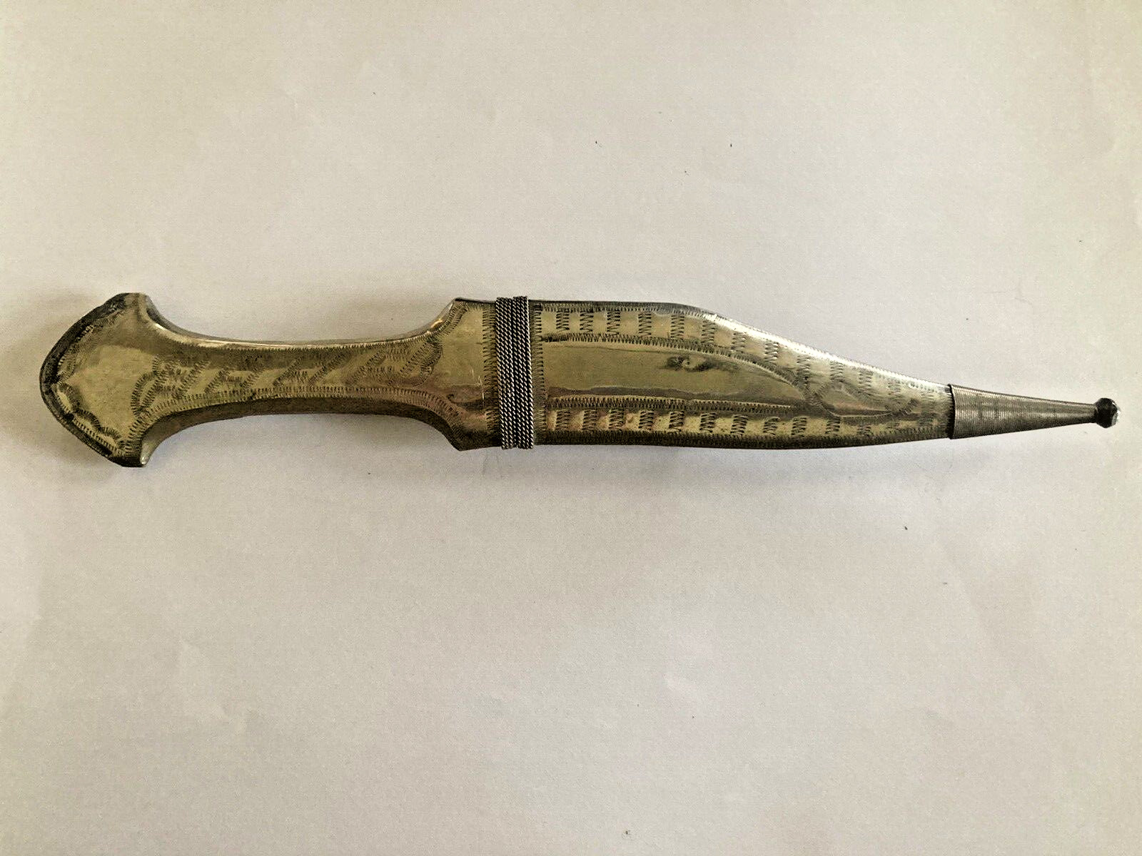 Antique Small Arab Arabian Dagger Engraved  Inscription Knife Silver
