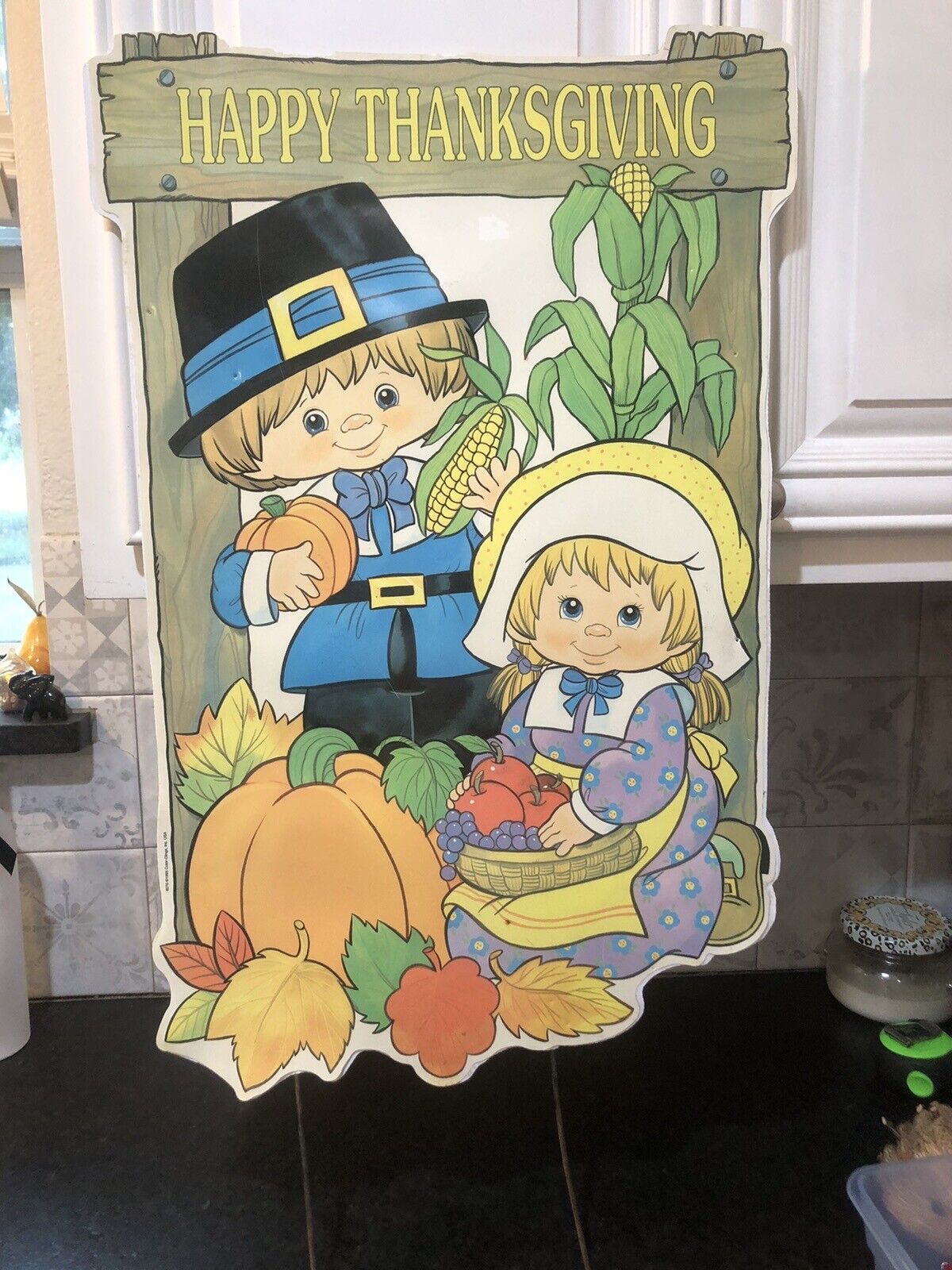 Vtg Color Clings Happy Thanksgiving Decoration 1995
