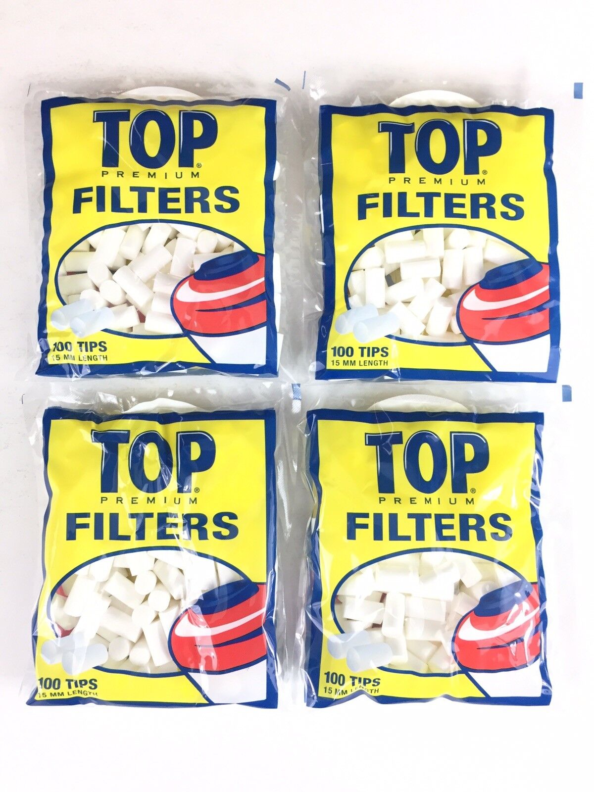 400ct TOP Premium Filter Tips 15MM 4 Bags Cigarette RYO Blue ~ 100 Tip Per Bag