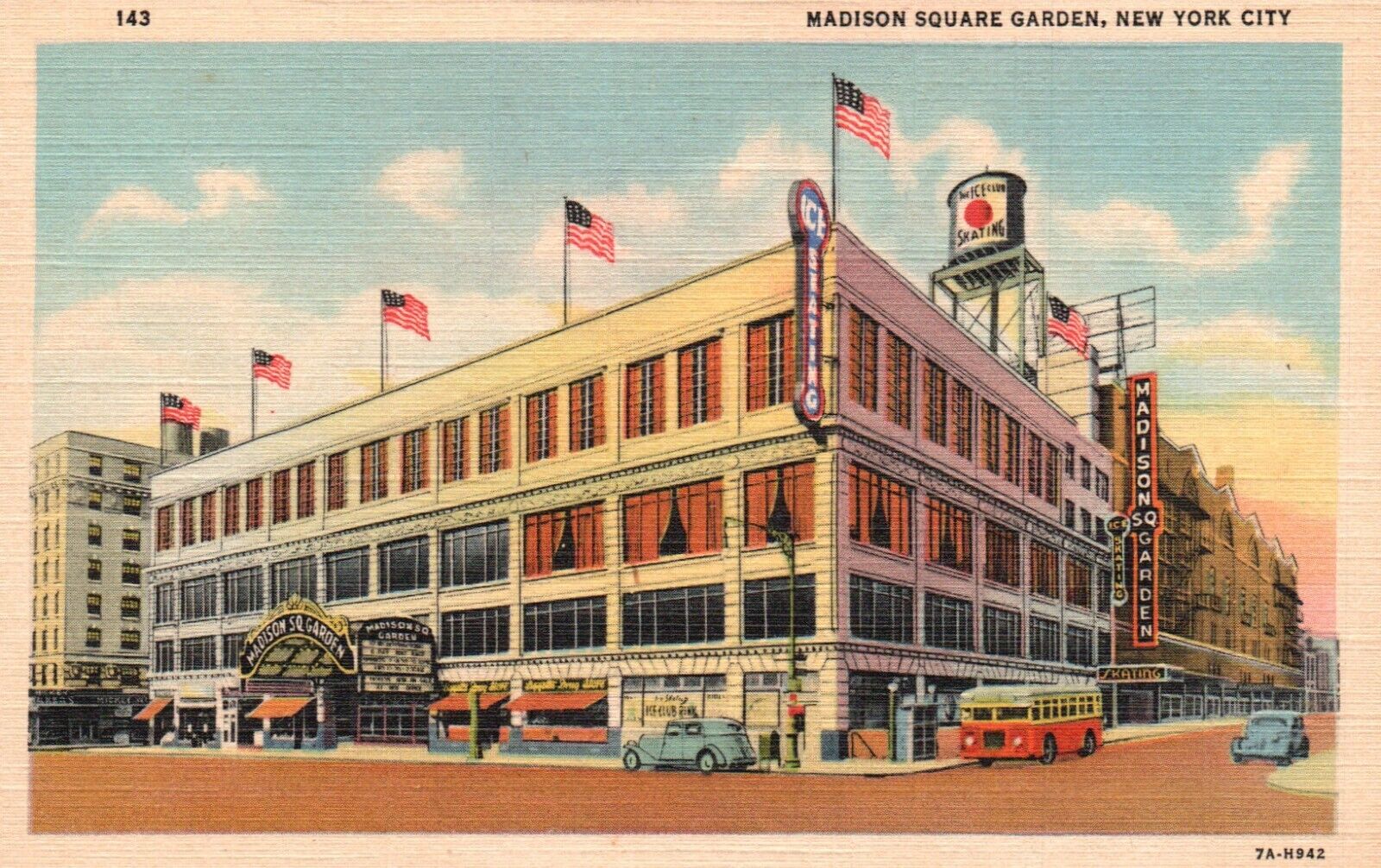 Postcard NY New York City Madison Square Garden 1937 Linen Vintage PC K228